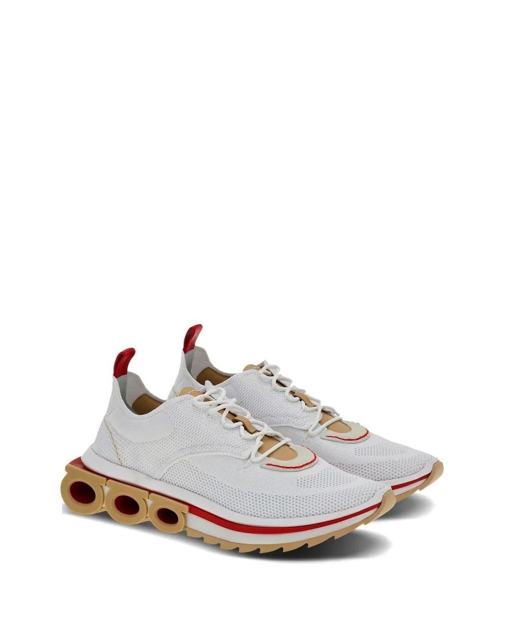 Ferragamo White Gancini-Plaque Low-Top Sneakers for men
