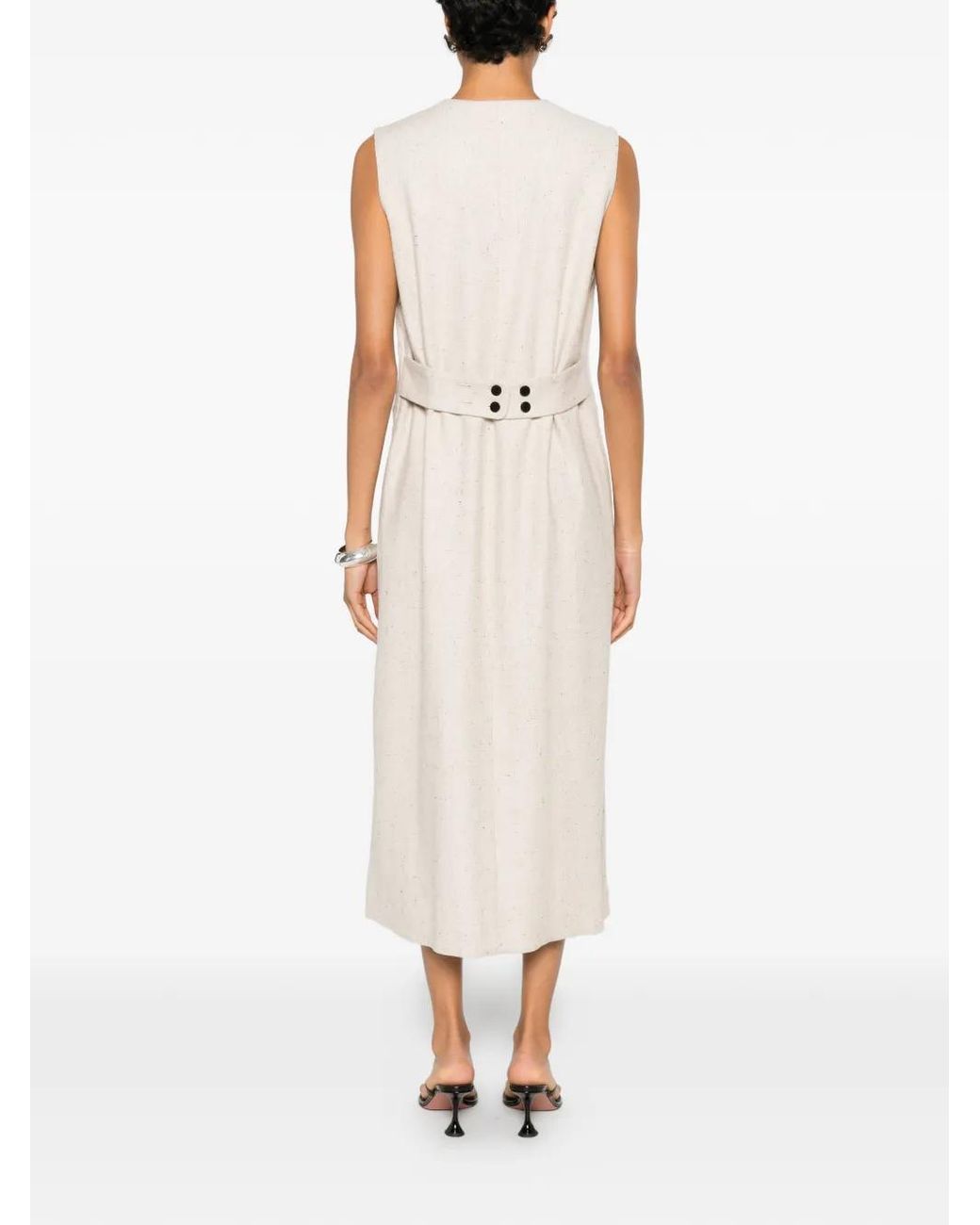 By Malene Birger White Asadin Button-Up Sleeveless Midi Dress