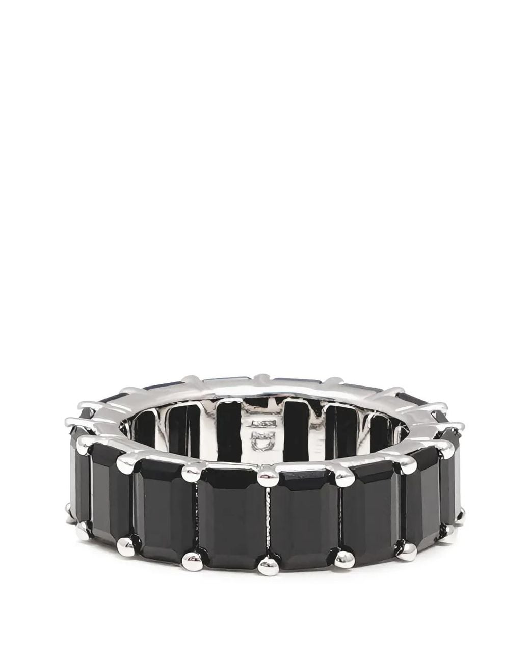 Izabel Display Black Chunky Crystal-Embellished Rings