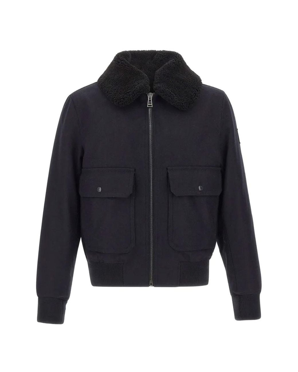 Belstaff Blue Welder Shearling-Collar Bomber Jacket for men