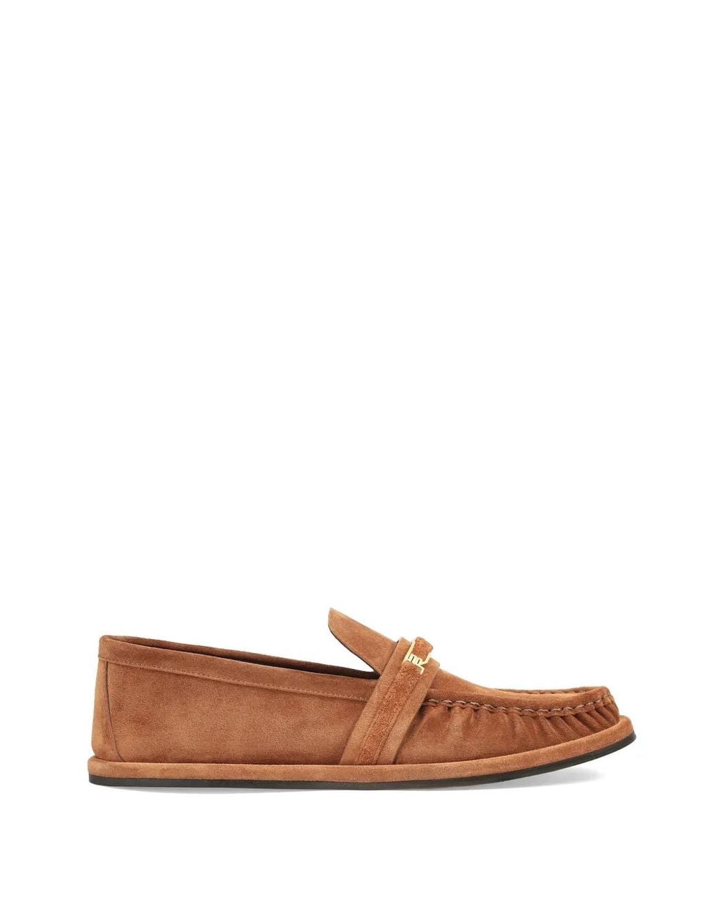 Sergio Rossi Brown Bitt Logo-Plaque Loafers