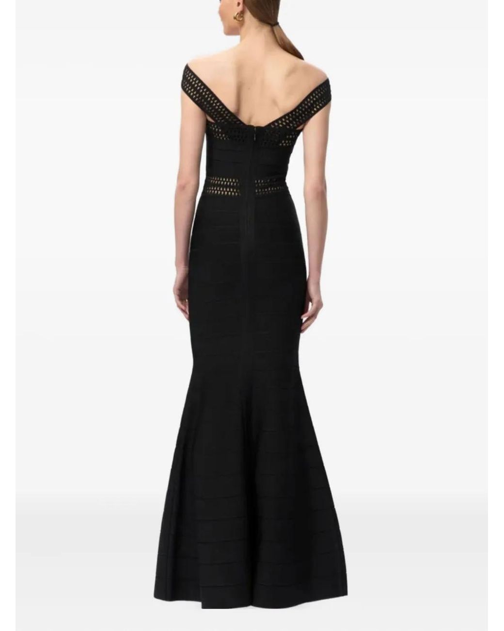Herv Lger Robe Longue Octavia  paules Dnudes in Black | Lyst