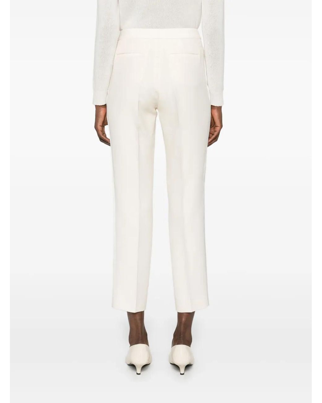 Fabiana Filippi White Satin-Trim Trousers
