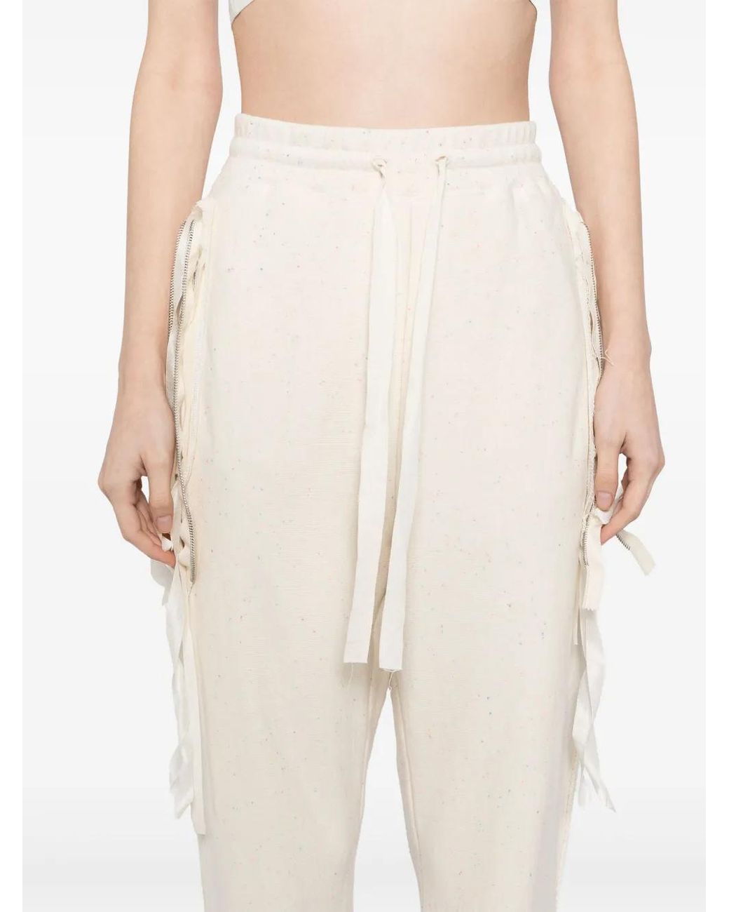 Midorikawa White Raw-Edge Trousers