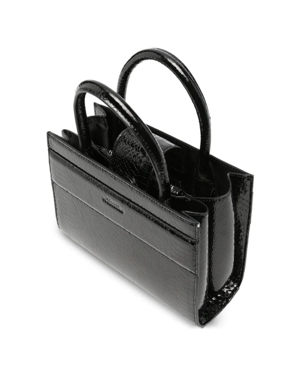 Twentyfourhaitch Black Serene Python-Effect Patent Tote Bag