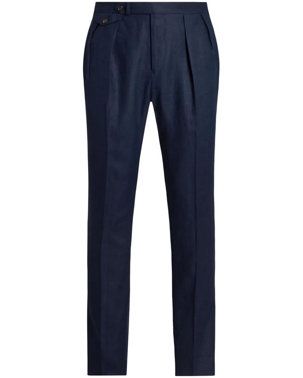 Polo Ralph Lauren Blue Pleat-Detail Linen Trousers for men
