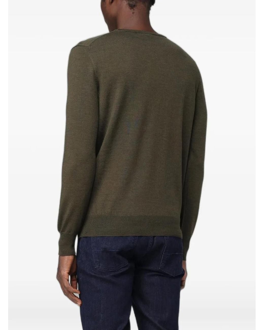 XC Green Merino-Wool Crew-Neck Sweater for men