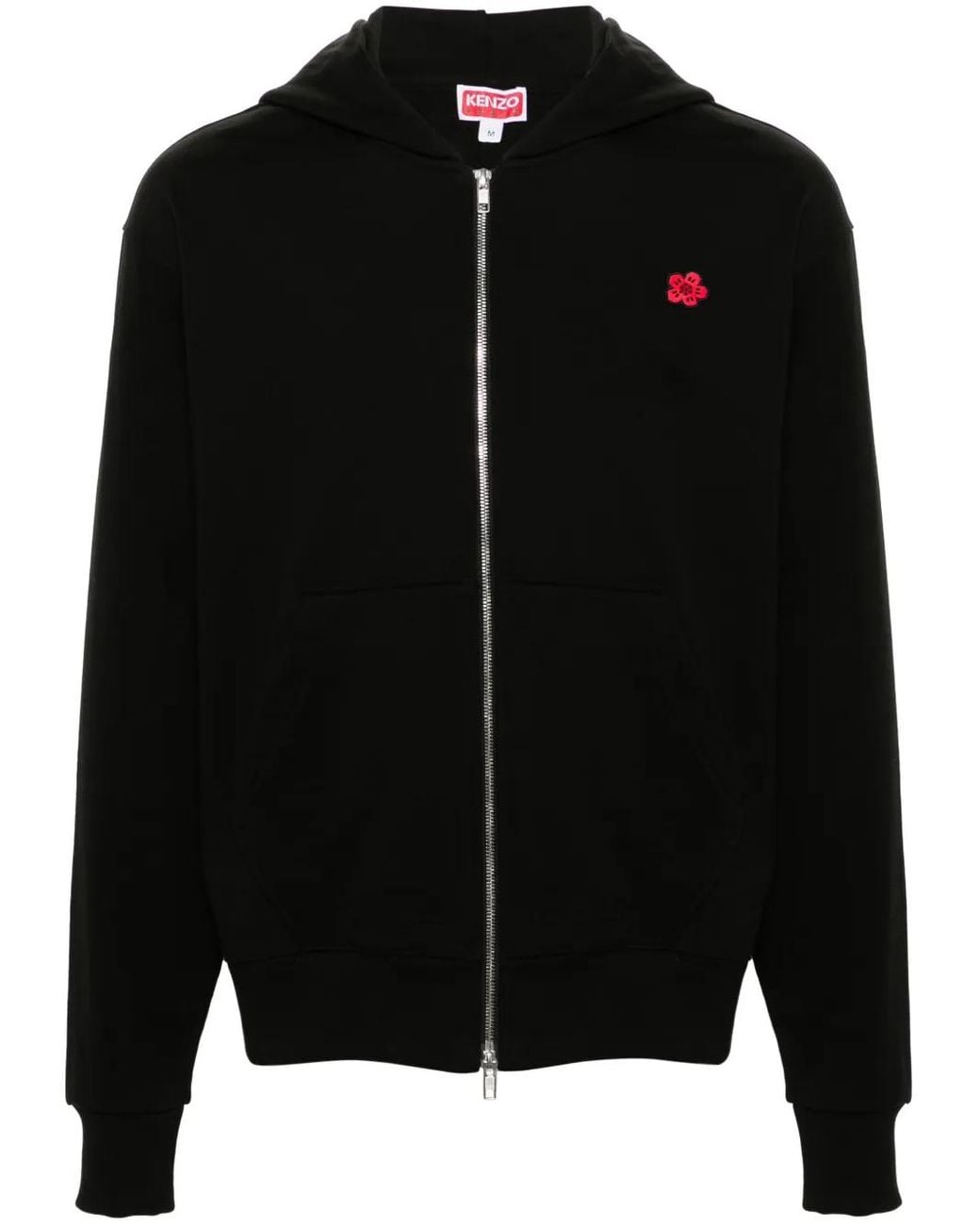 KENZO Black Cotton Boke Flower Zip Hoodie for men