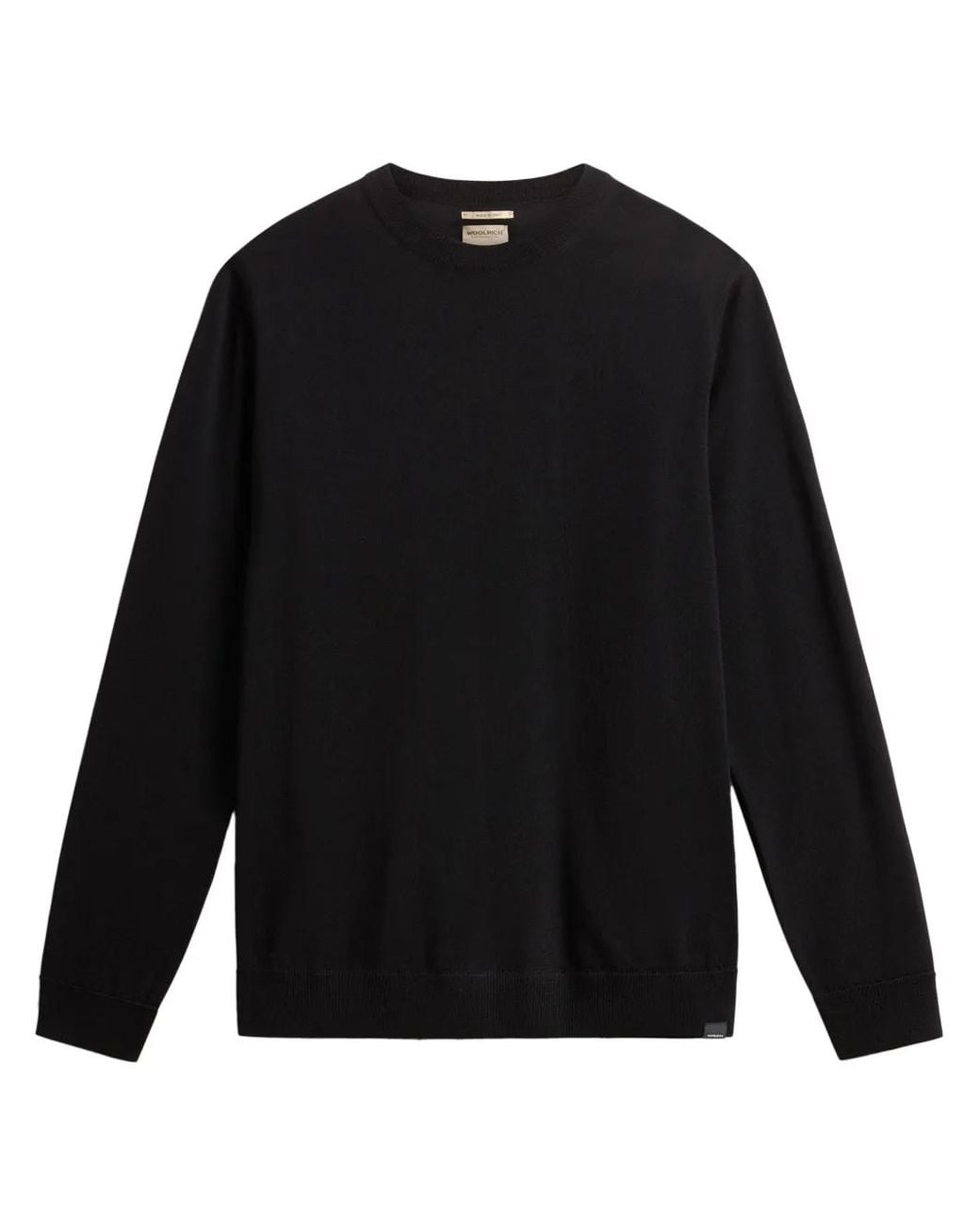 Woolrich Black Woolrich Virgin Wool Logo Crewneck Sweater for men