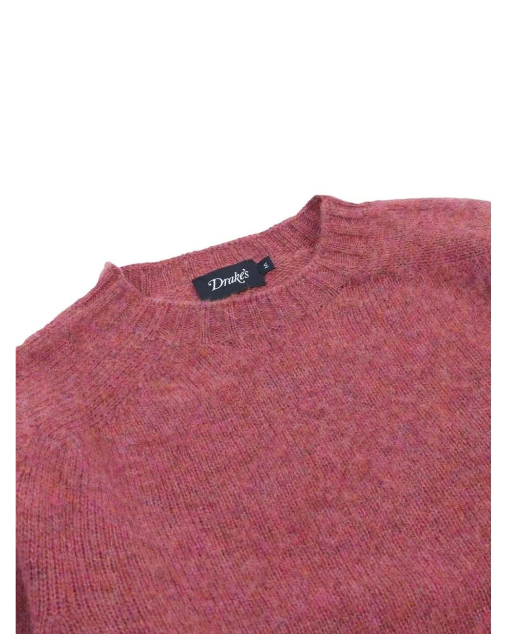 Drake's Pink Brushed Shetland Sweater for men