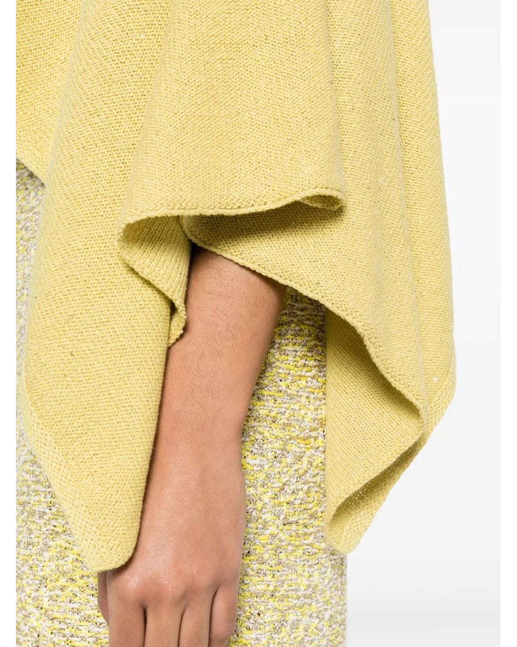 Fabiana Filippi Yellow Sequin-Embellished Knitted Poncho