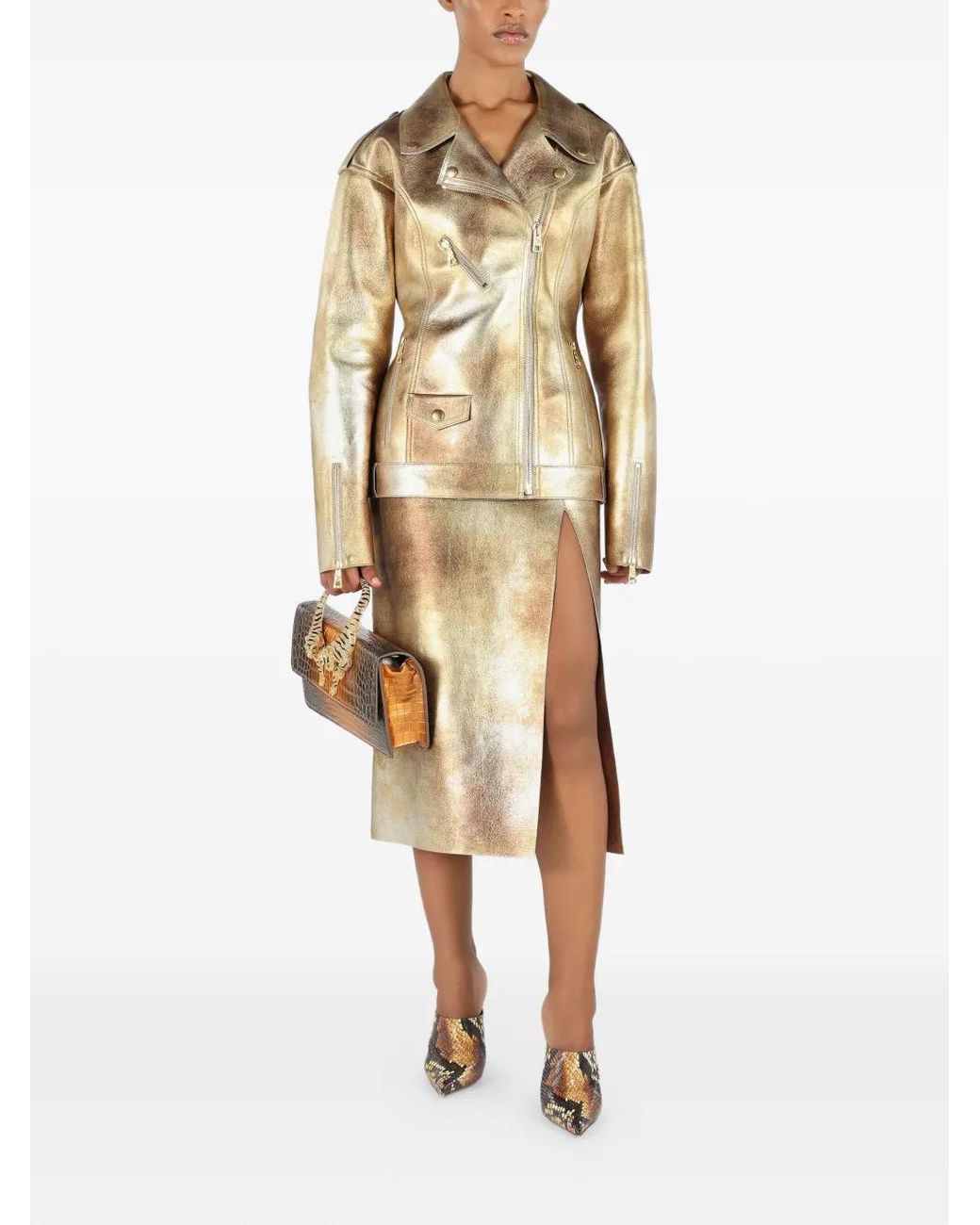 Roberto Cavalli Natural Leather Biker Jacket