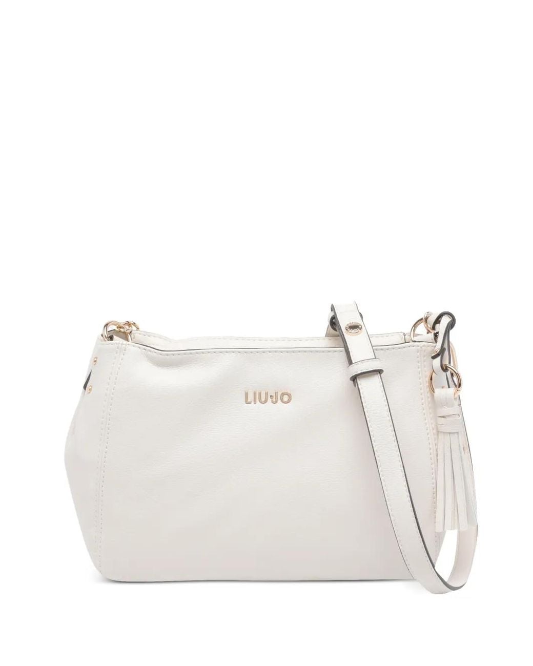 Liu Jo White Logo-Plaque Tassel Shoulder Bag
