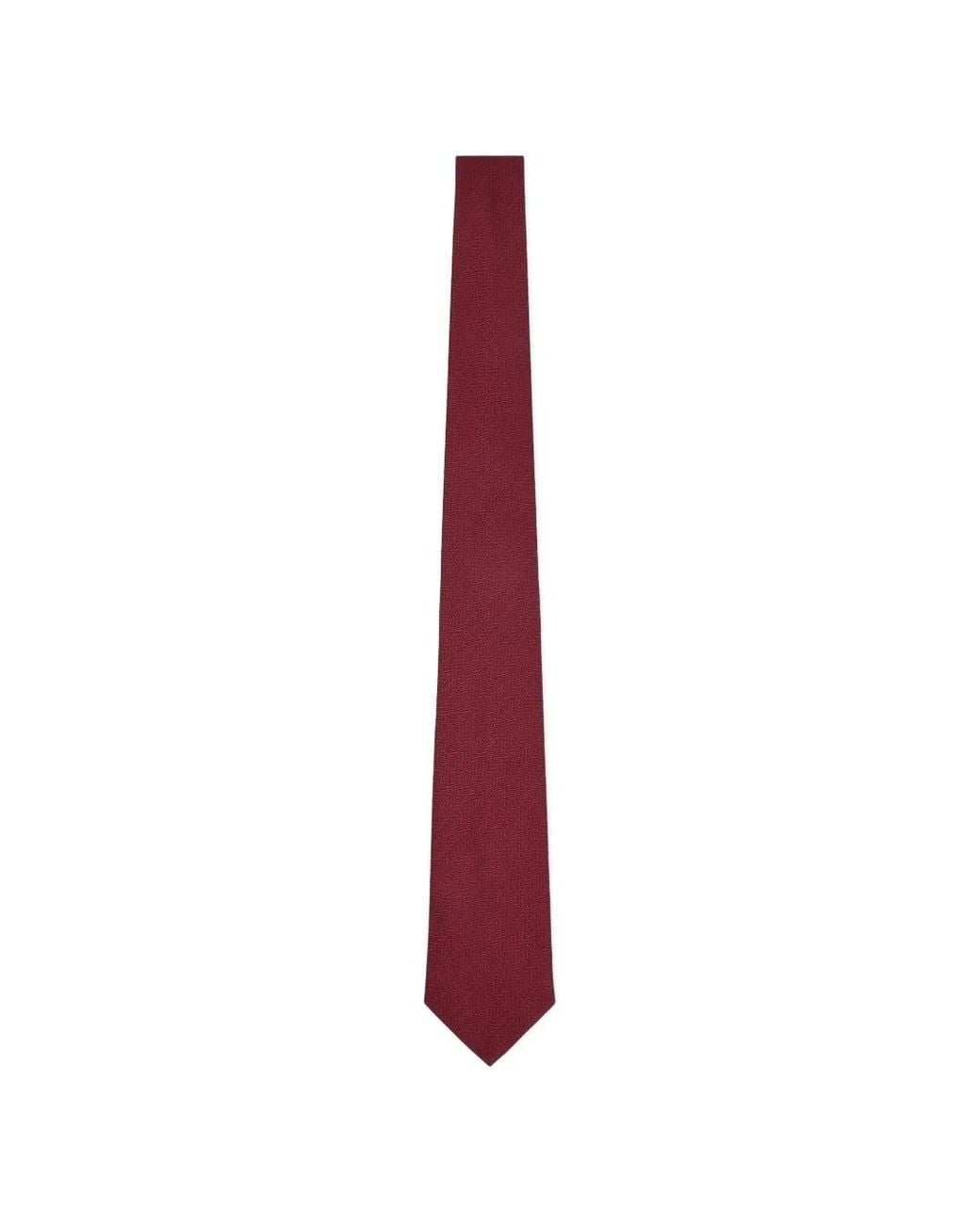 Emporio Armani White Herringbone-Weave Silk Tie for men