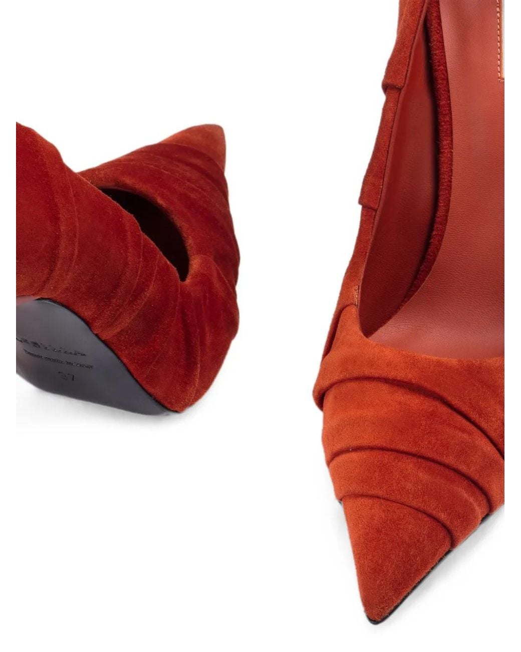 Le Silla Red Bella Ruched Calf Suede Pumps