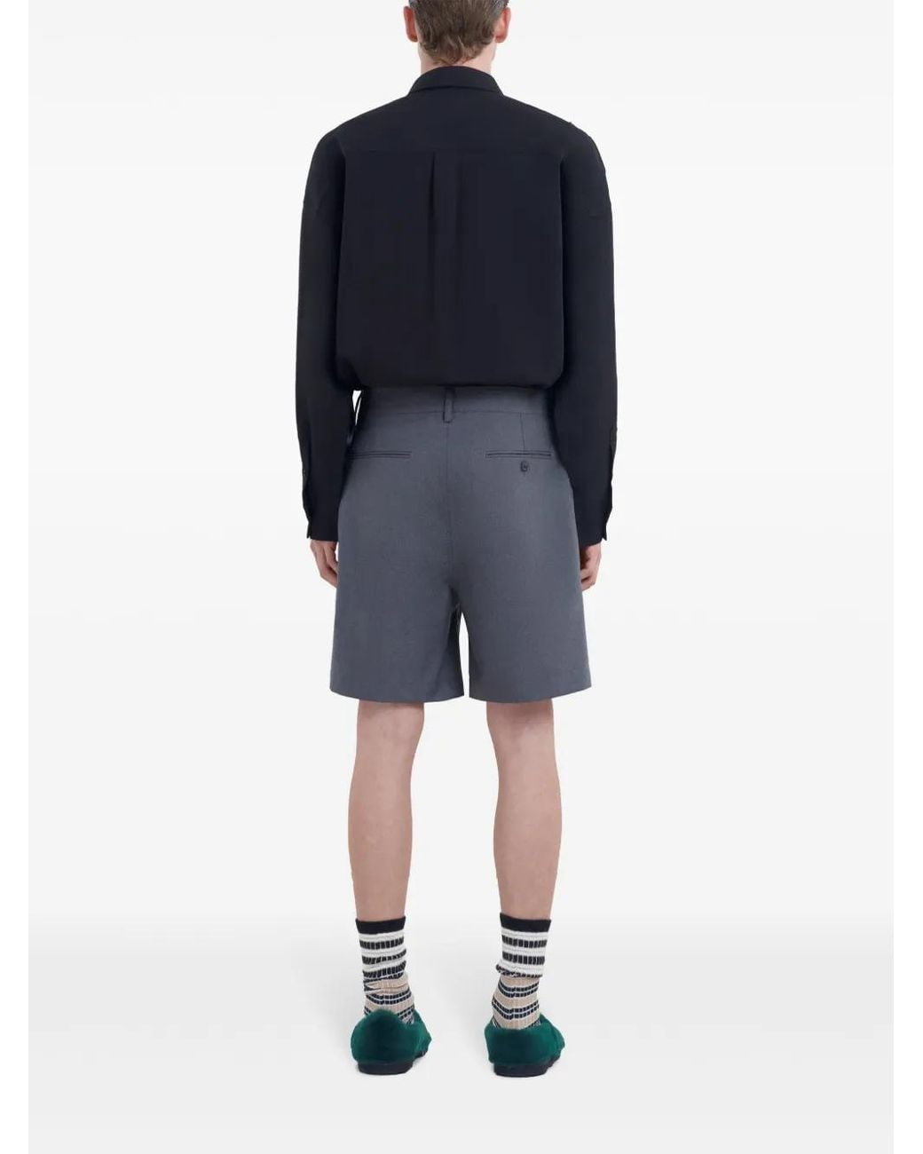 Marni Blue Virgin-Wool Tailored Shorts for men