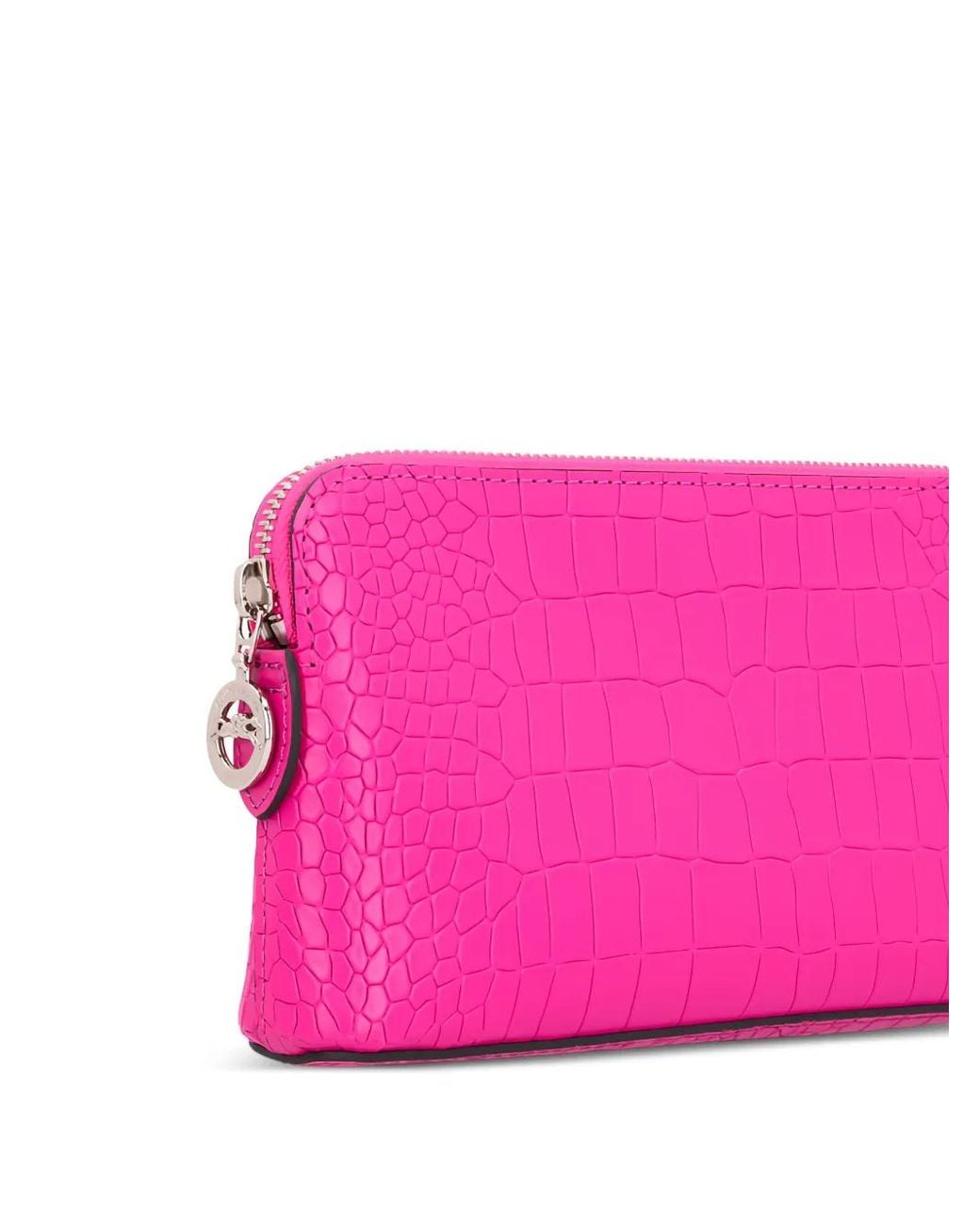 Longchamp Pink Crocodile-Effect Clutch Bag