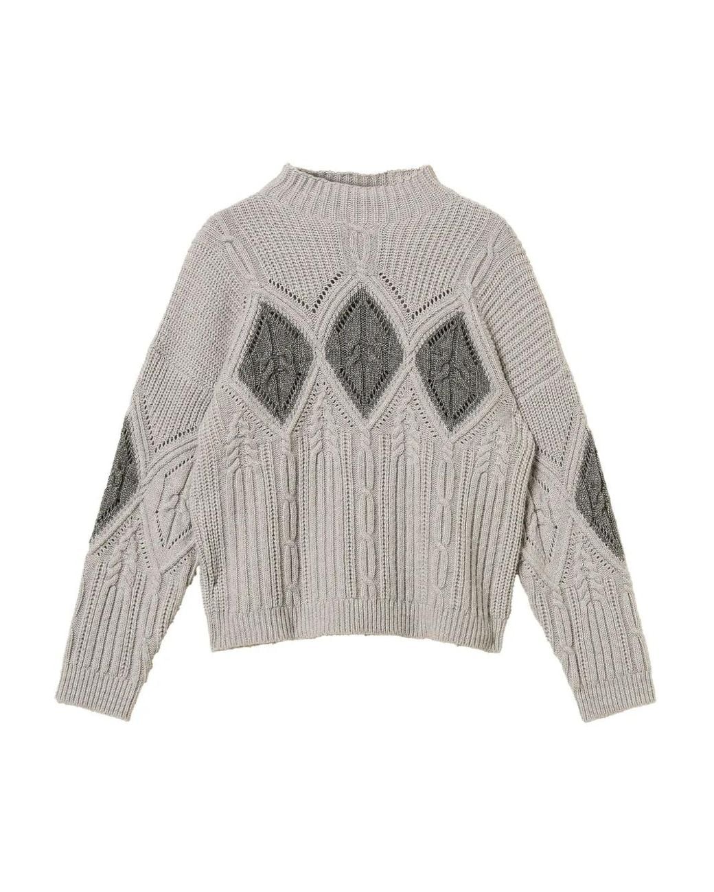 Pull En Maille Torsadée Twinset en coloris Gray