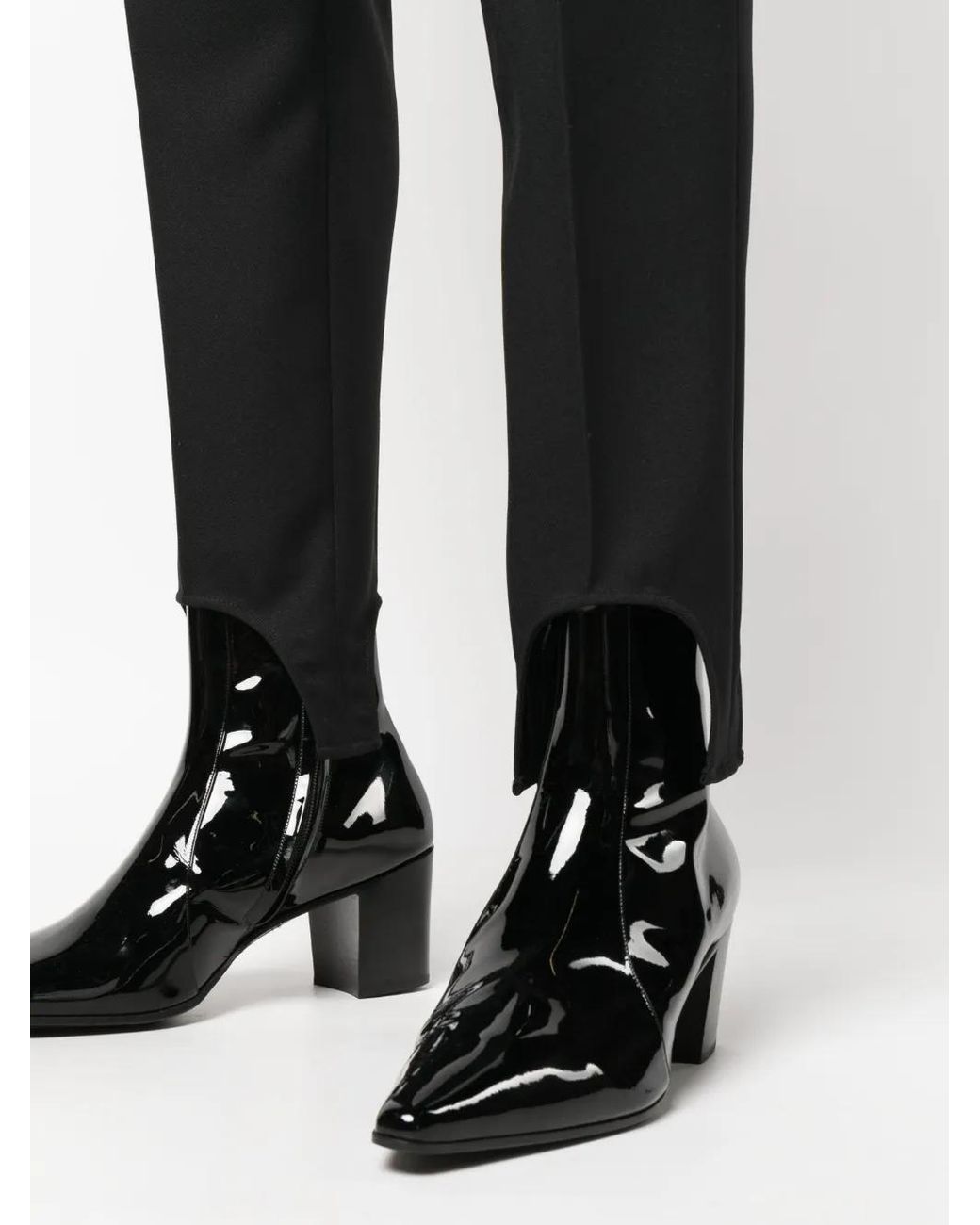 Random Identities Black Tapered Stirrup Trousers for men