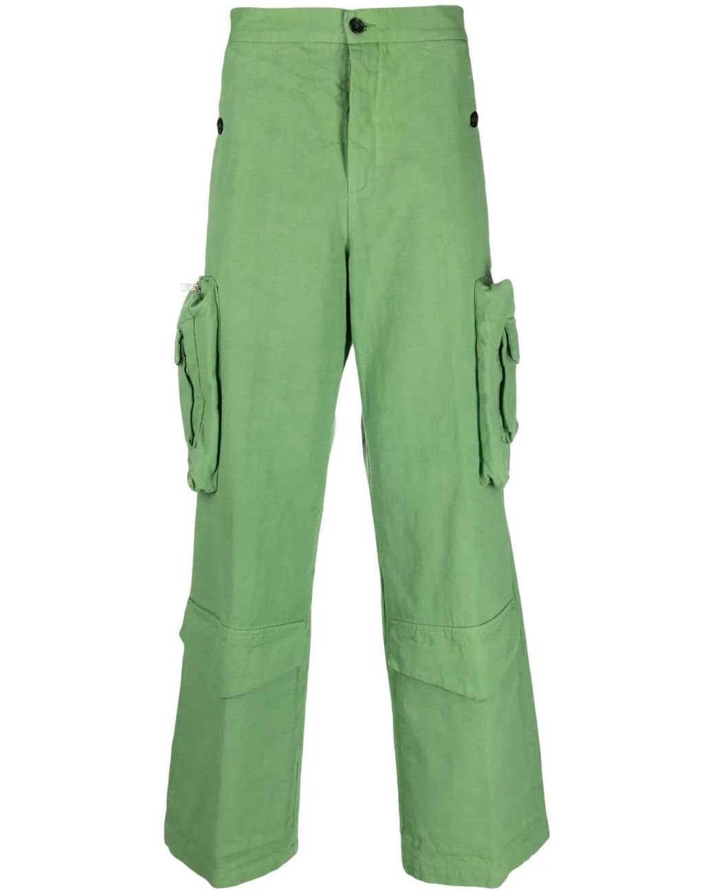 Winnie NY Green Layered Cotton Cargo Trousers for men
