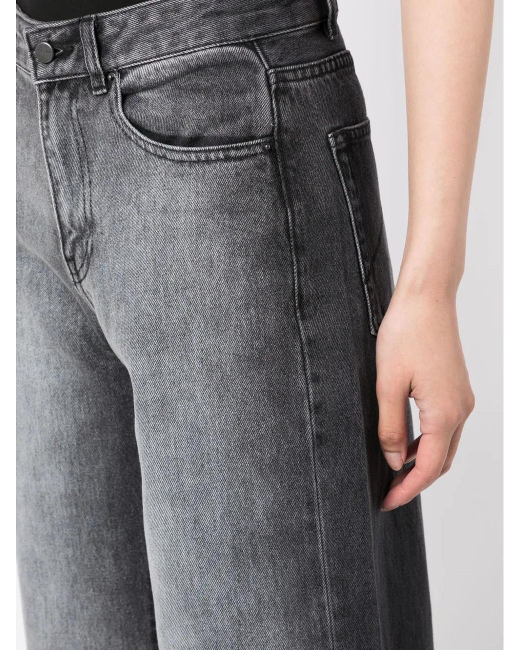JNBY Gray Panelled Wide-Leg Jeans
