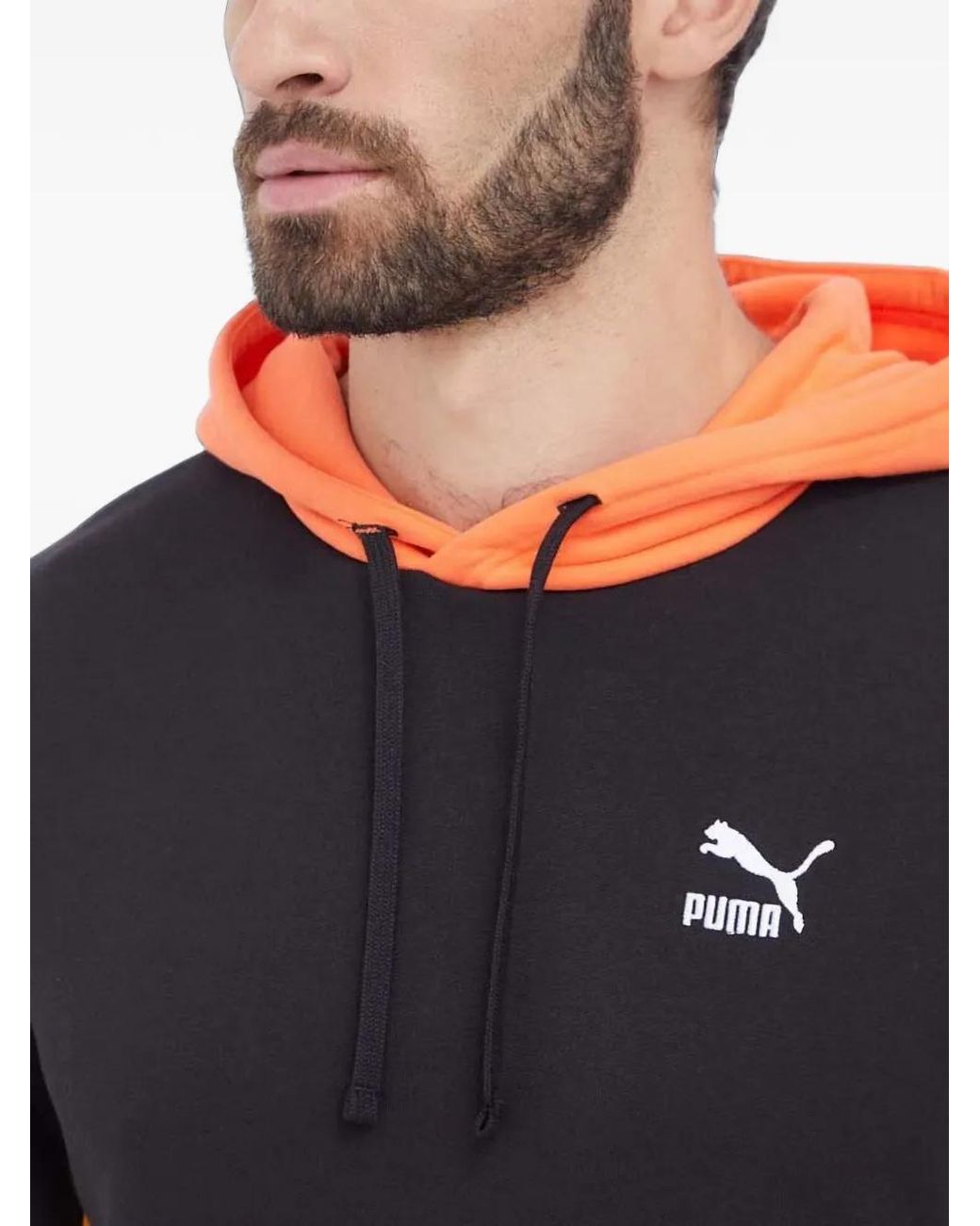 PUMA Blue Colour-Block Logo-Print Hoodie for men