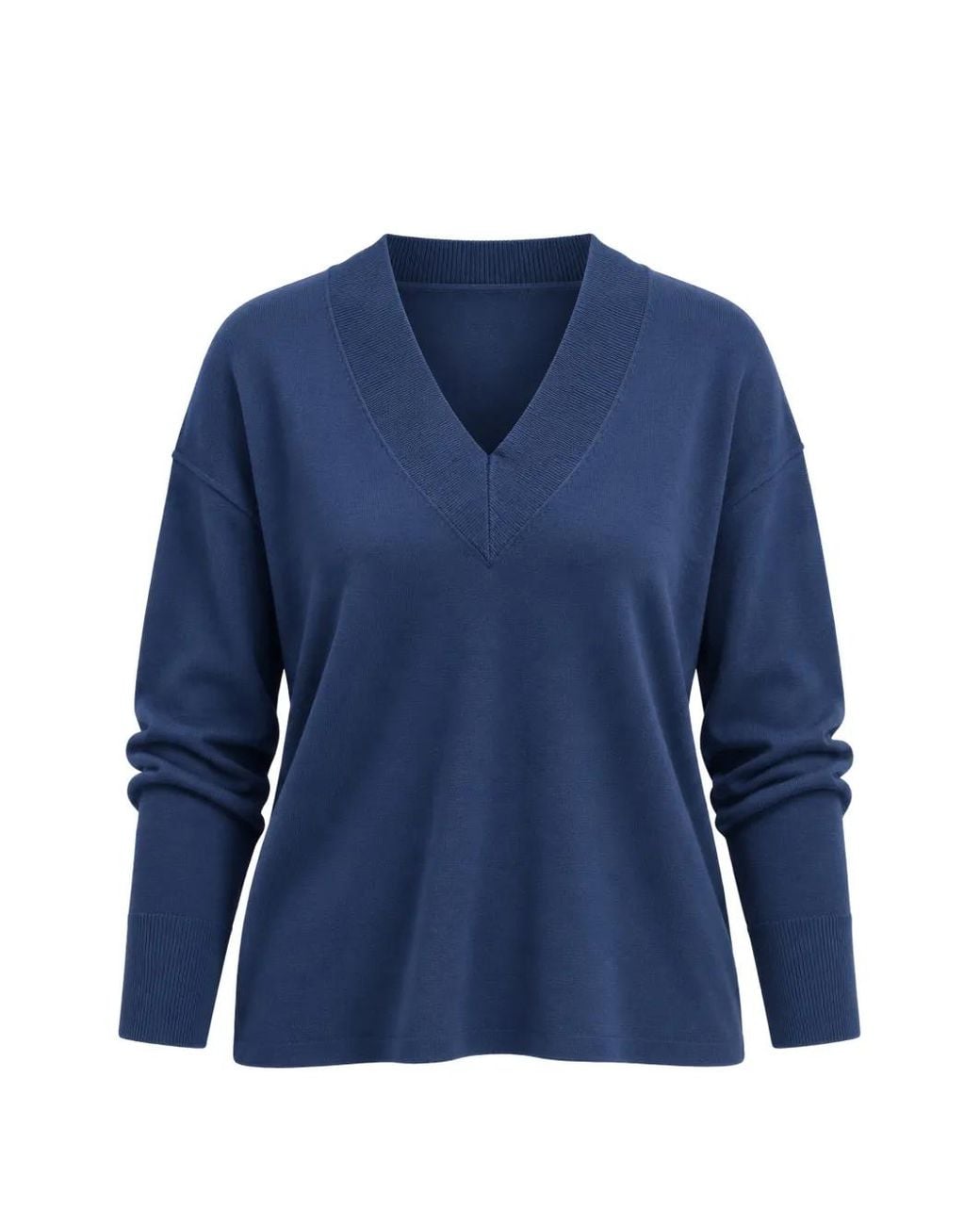 Kaos Blue V-Neck Dropped-Shoulder T-Shirt