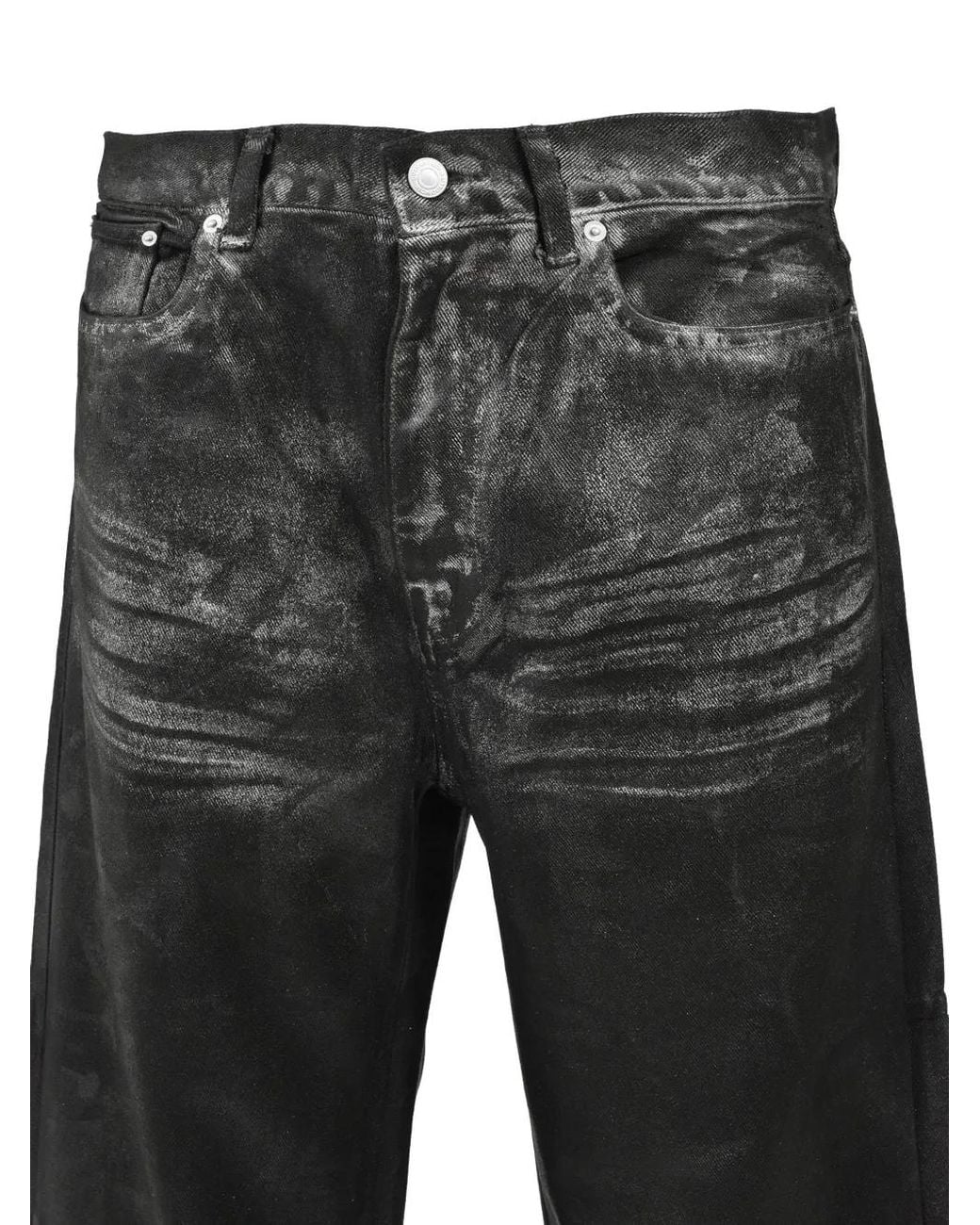 BREATH Black Coated Distressed Jeans for men