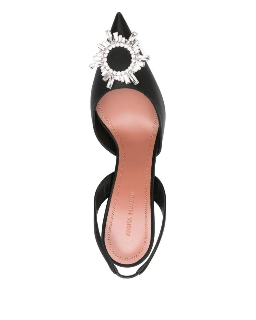 AMINA MUADDI Black Begum Sling 95 Silk Satin Slingback Pump With Starbust Embellished Brooch
