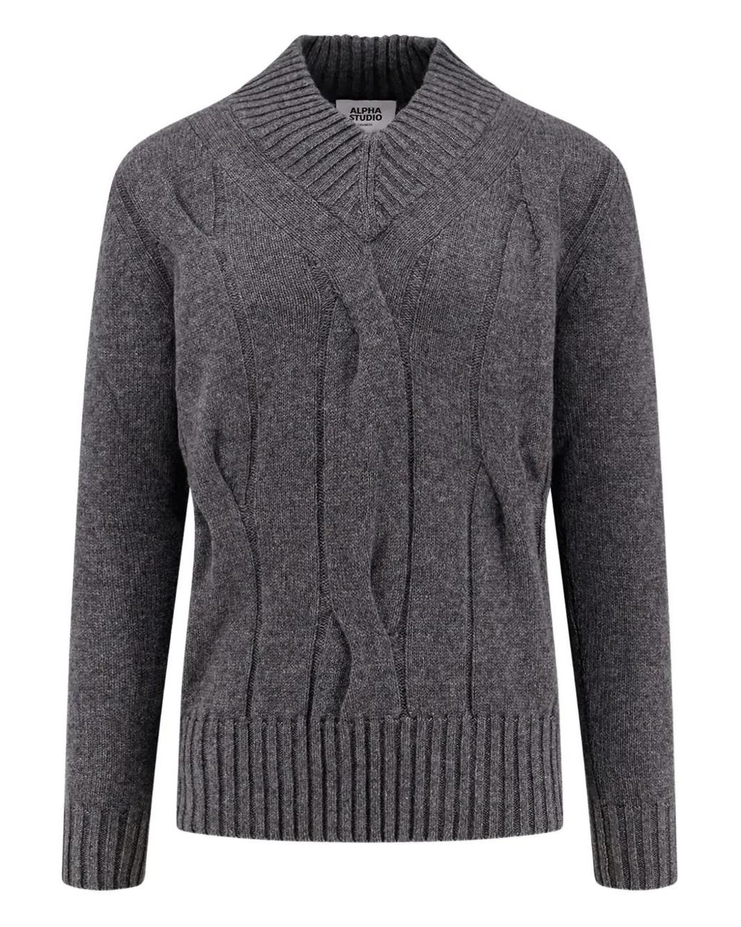 Alpha Industries Cable-Knit Sweater in Gray for Men | Lyst