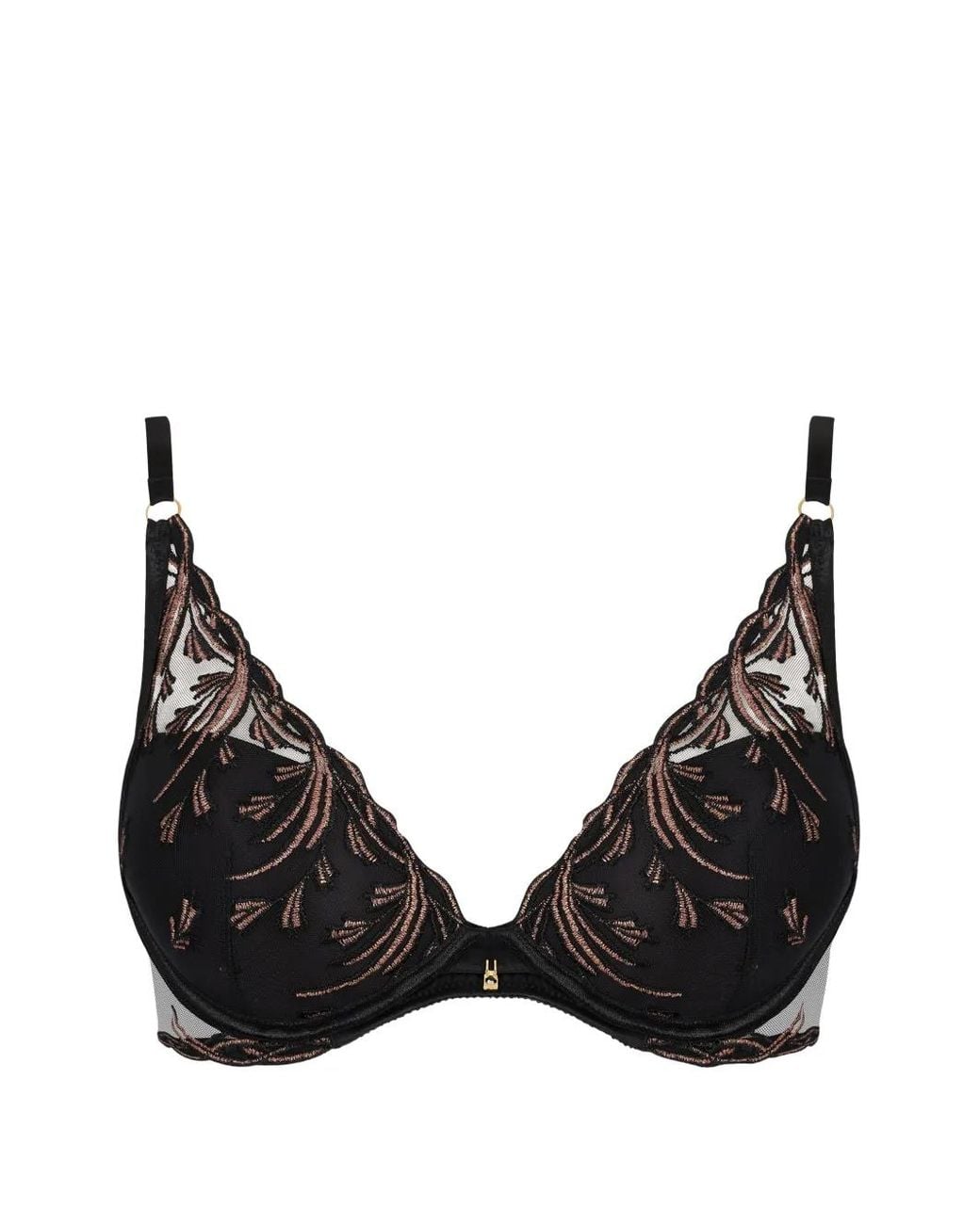 Aubade Black Cosmic Romance Embroidered Plunge Bra