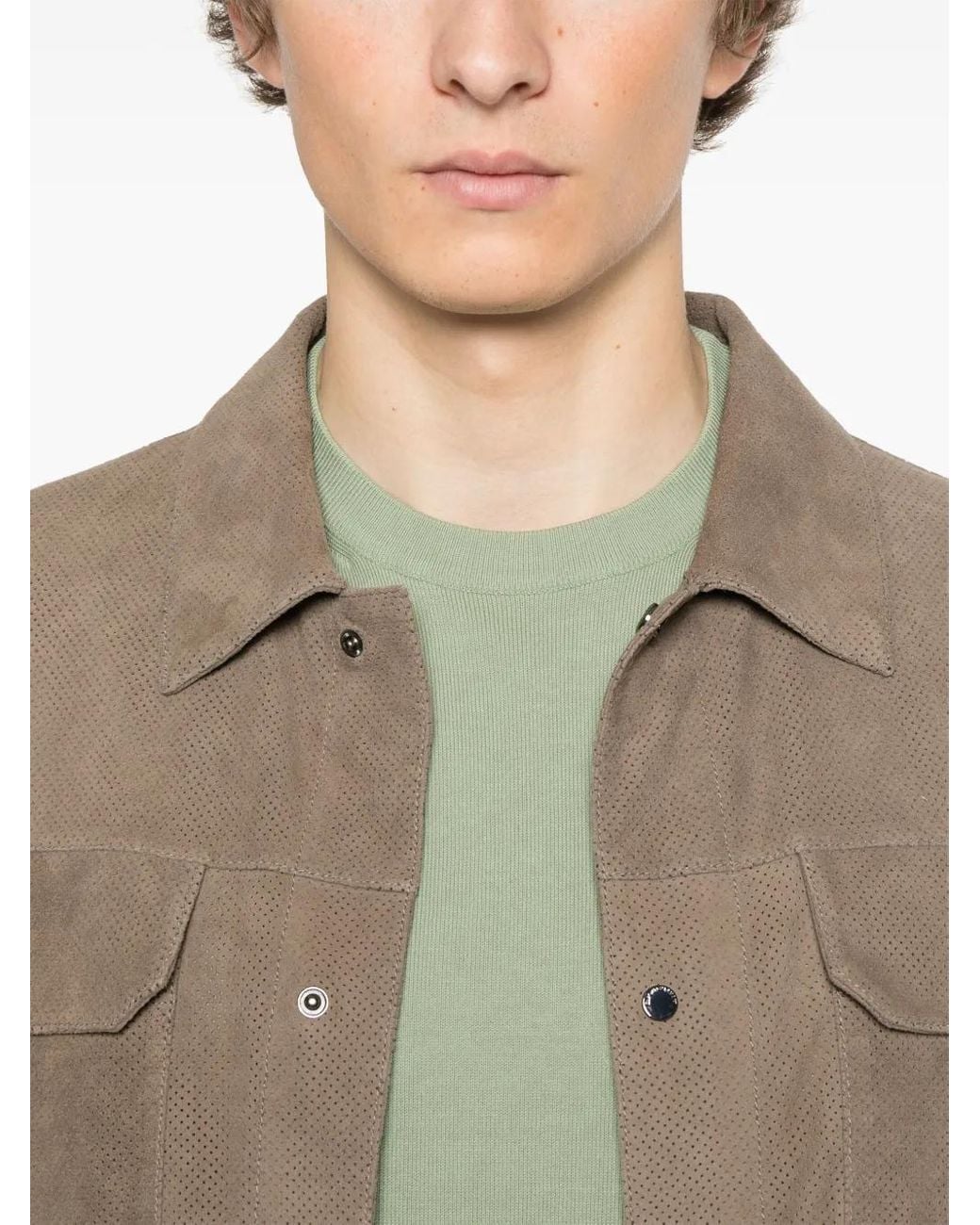 Canali Green Knitted T-Shirt for men