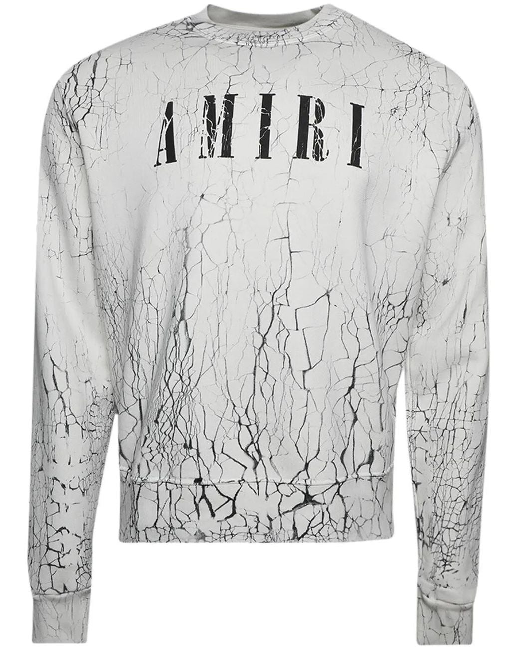 Amiri Gray Cracked Logo-Print Sweatshirt for men