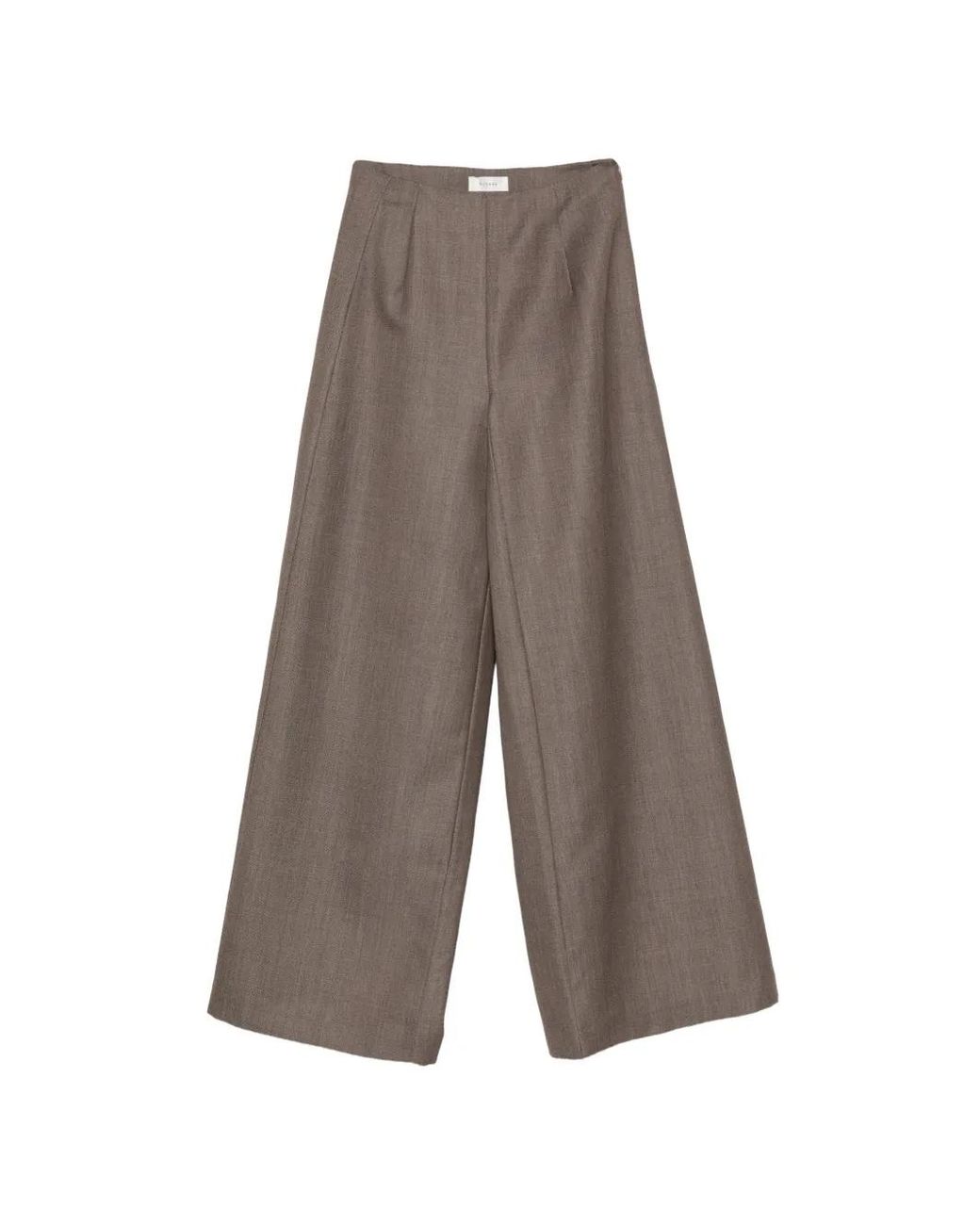 Ruohan Gray Pleat Wool Palazzo Pants