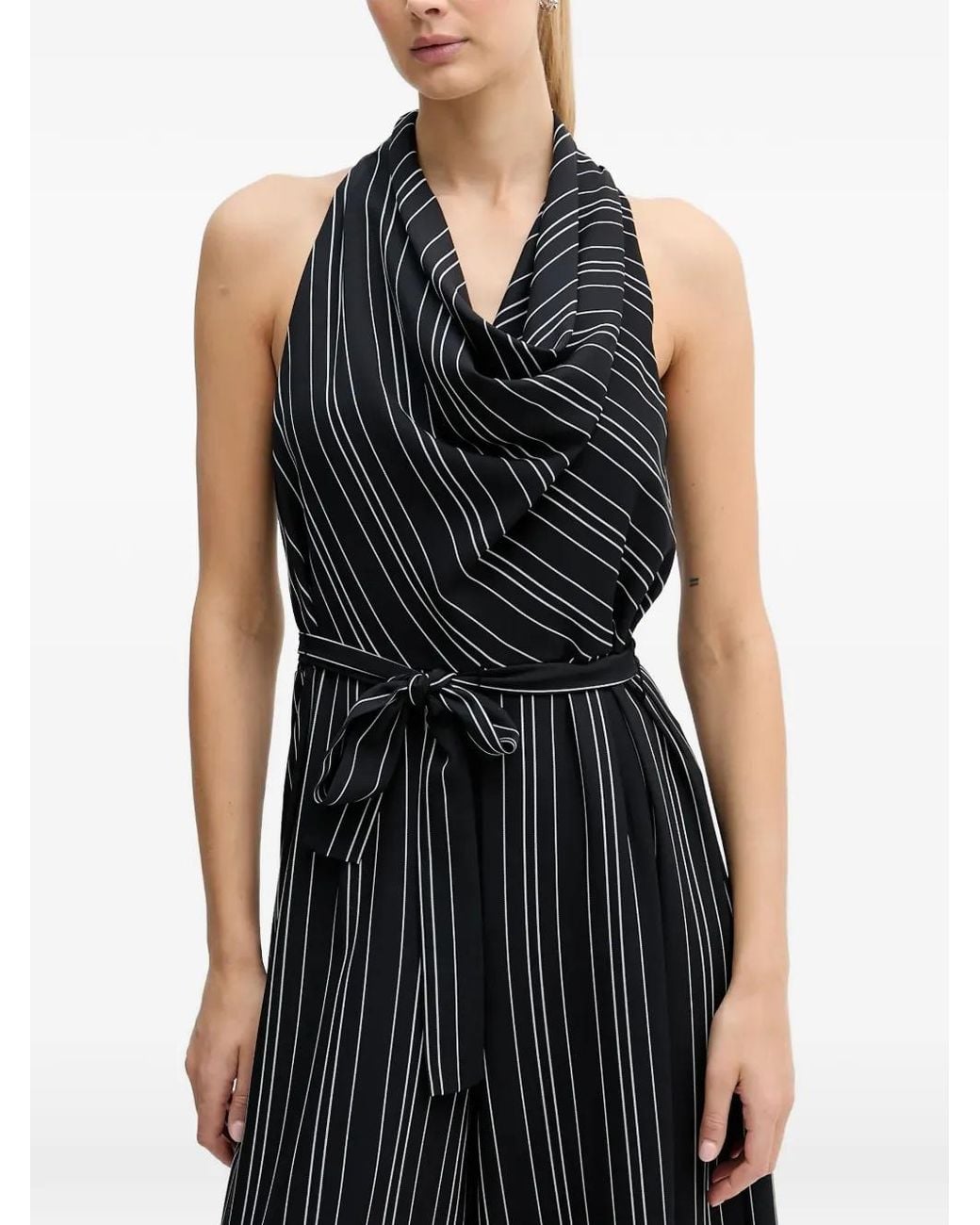 DKNY Black Gemusterter Jumpsuit