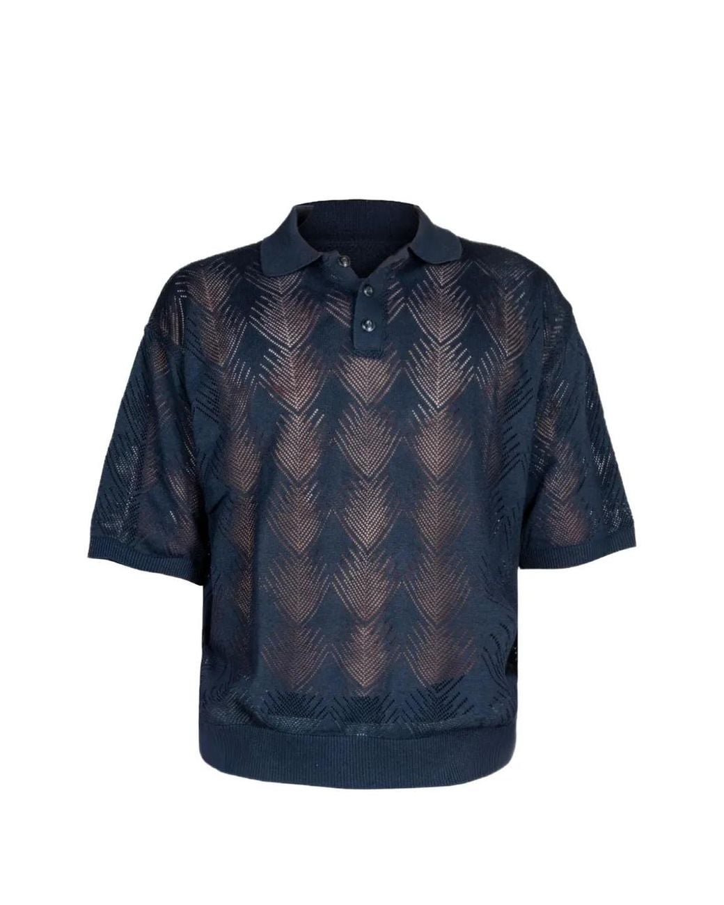 Officina 36 Blue Chevron-Knit Polo Shirt for men