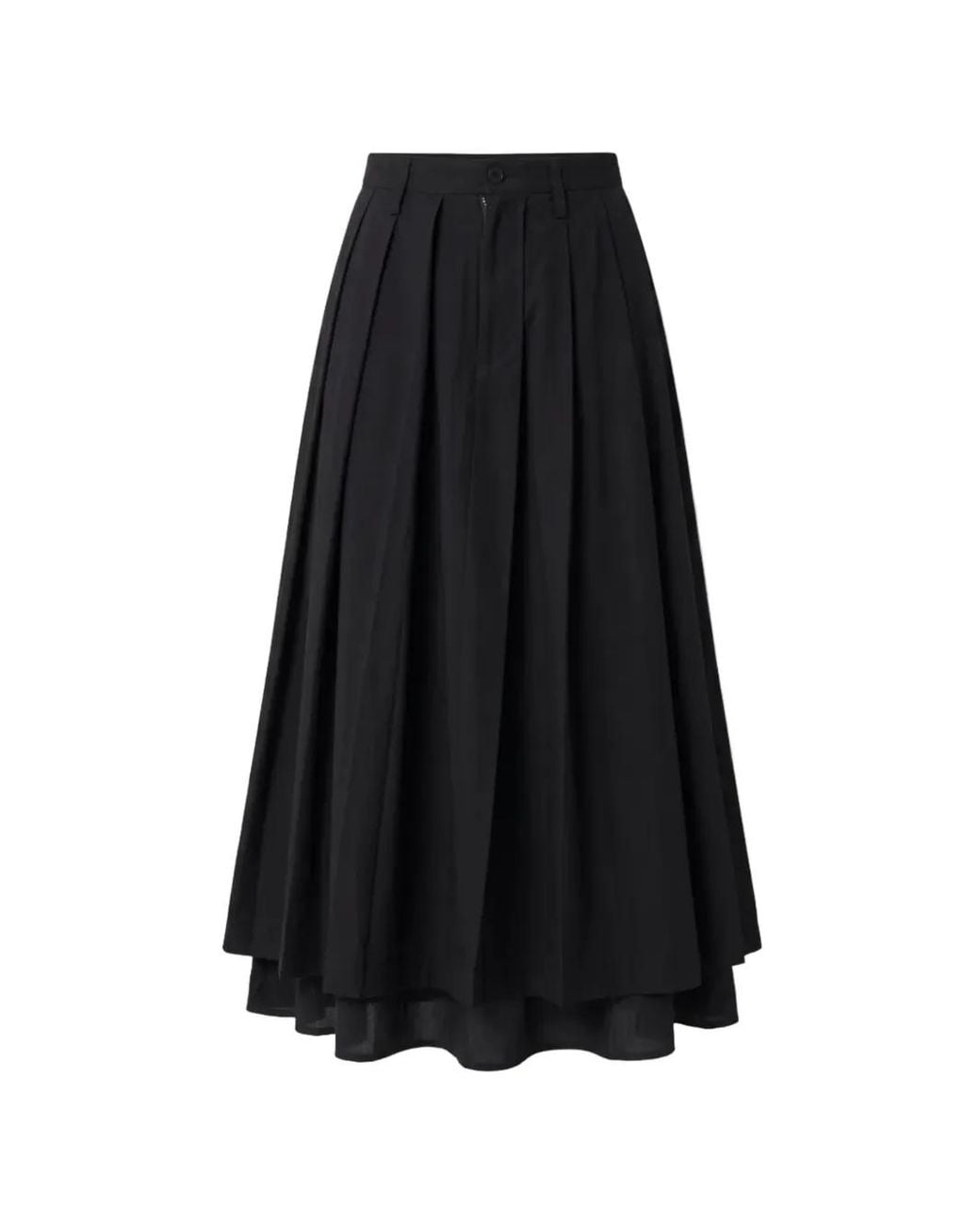 ADNYM Black Mousta Pleated Layered-Hem Midi Skirt