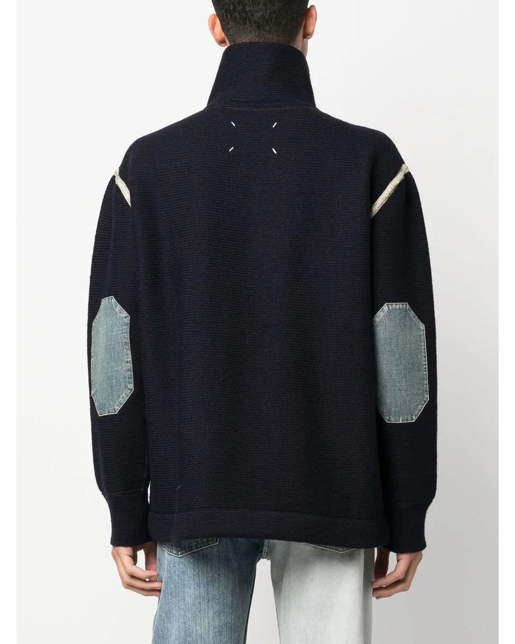 Maison Margiela Blue Elbow-Patch Sweater for men