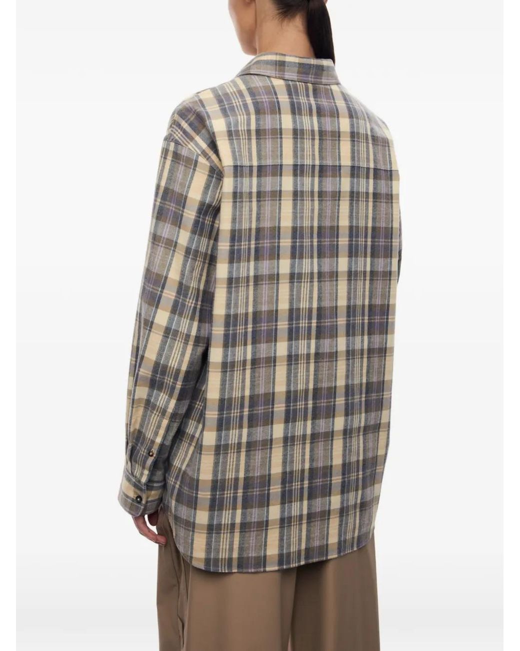 12 STOREEZ Gray Marilyn Check-Pattern Shirt