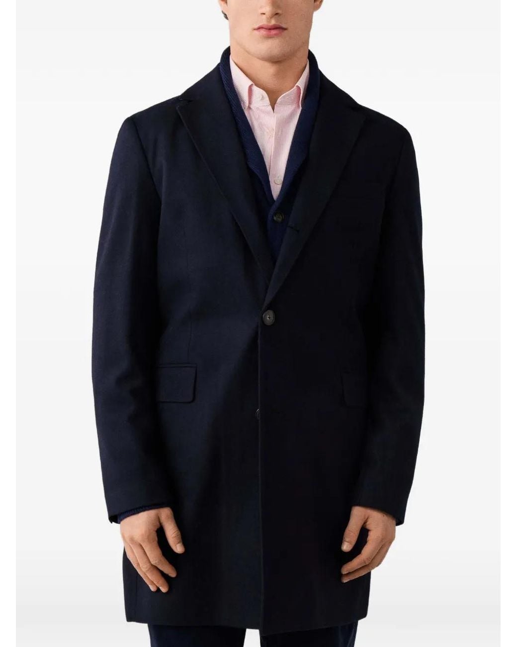 Hackett Blue Chadwick Single-Breasted Coat for men