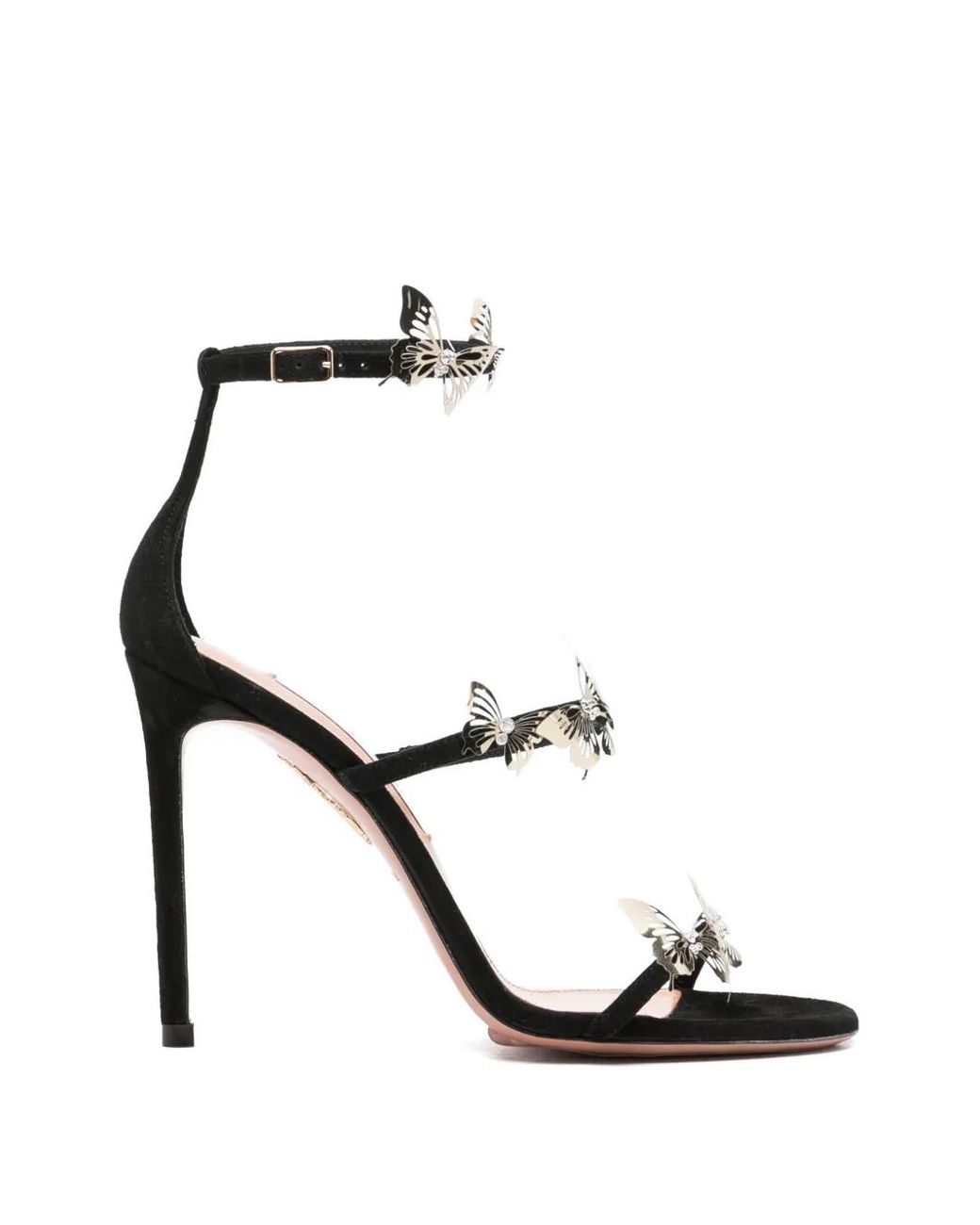 Aquazzura Black Butterfly-Embellished Heeled Sandals