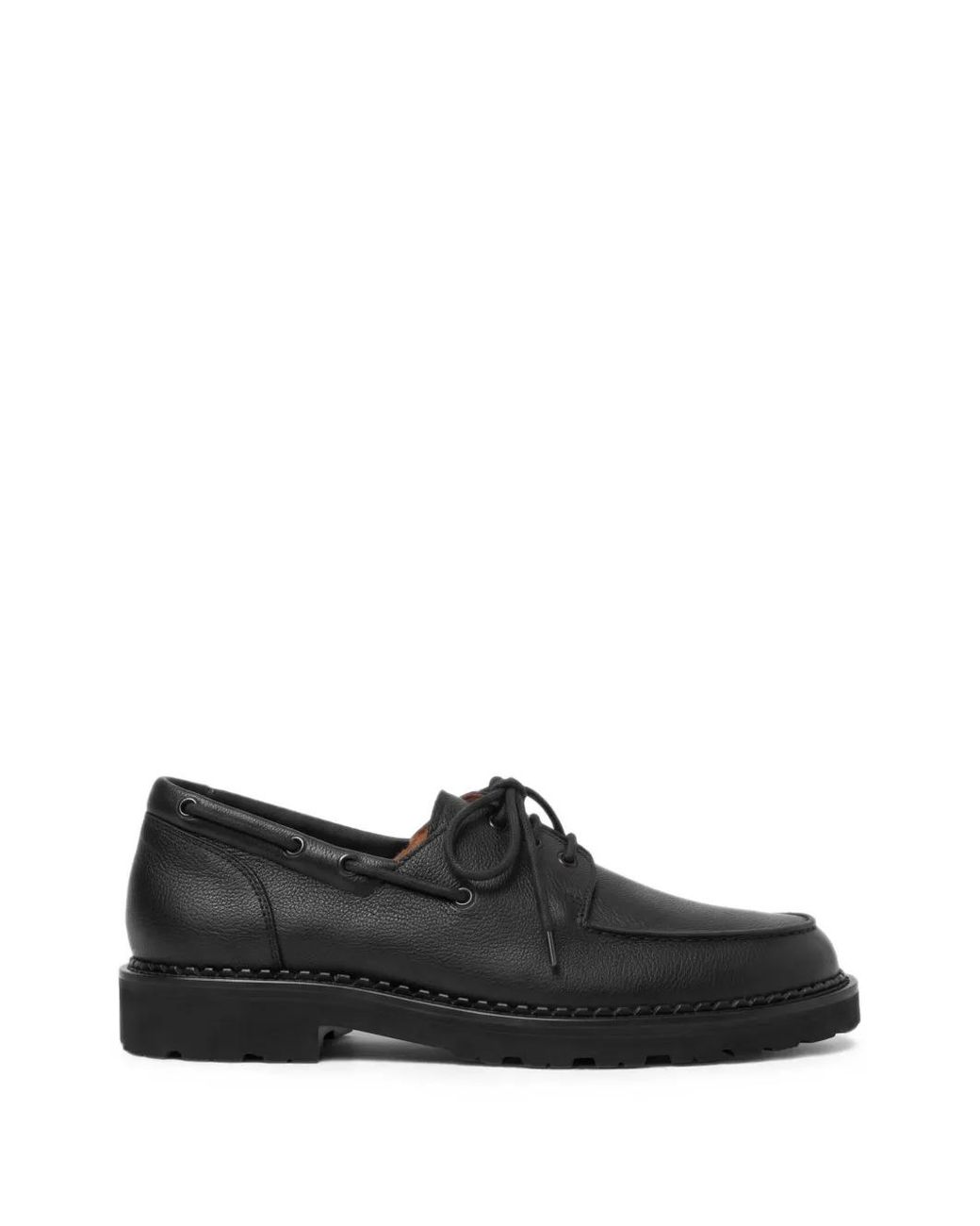 Scarosso Black Arthur Leather Boat Shoes for men