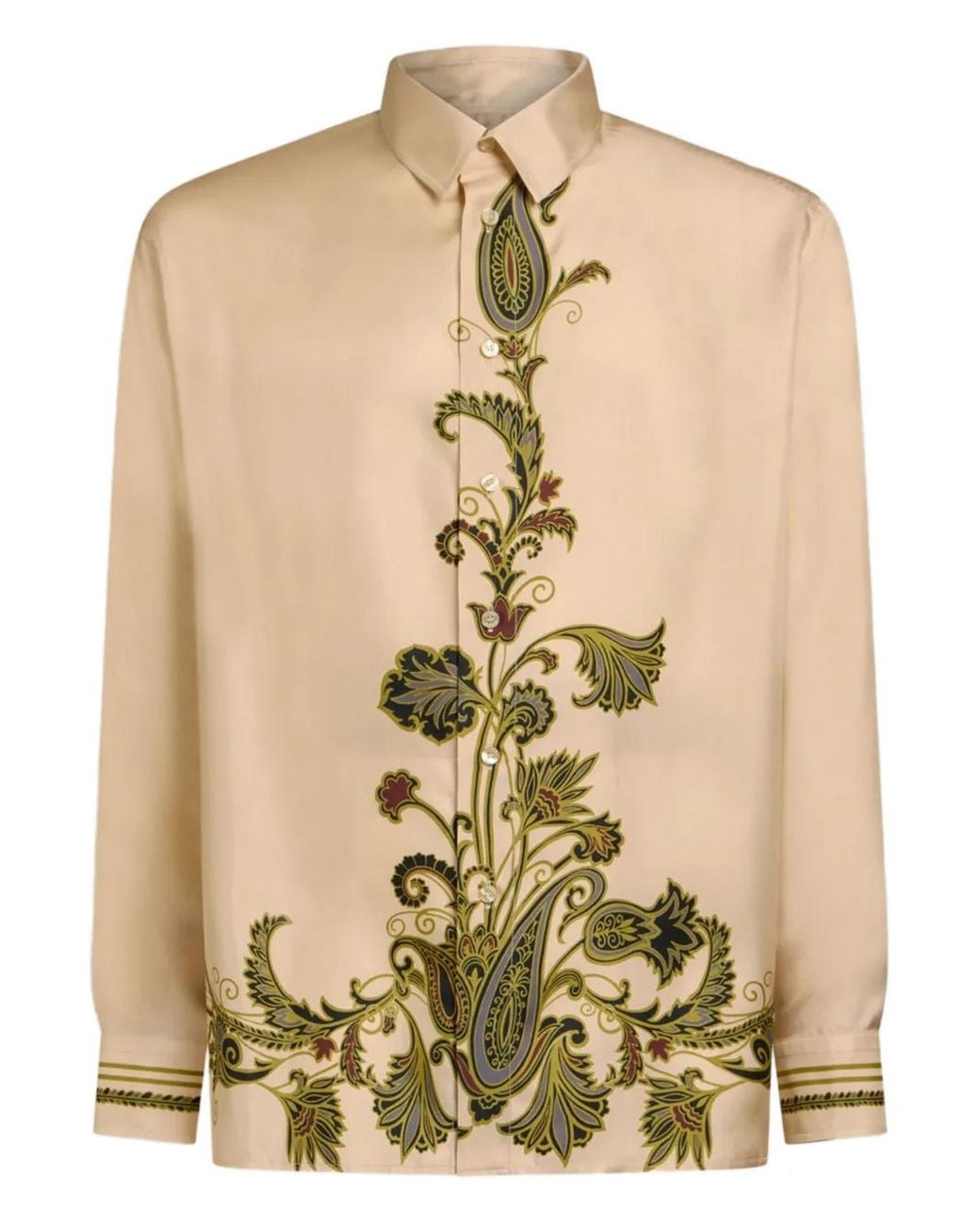 Etro Natural Silk Shirt With Placed Print for men