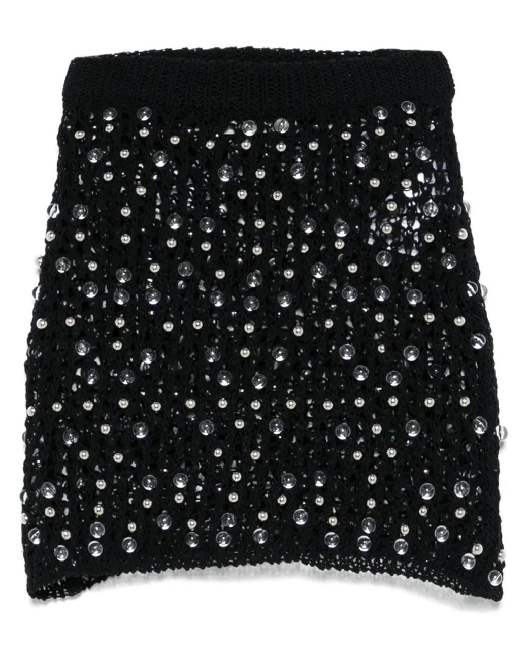 Coperni Black Beaded Knitted Mini Skirt