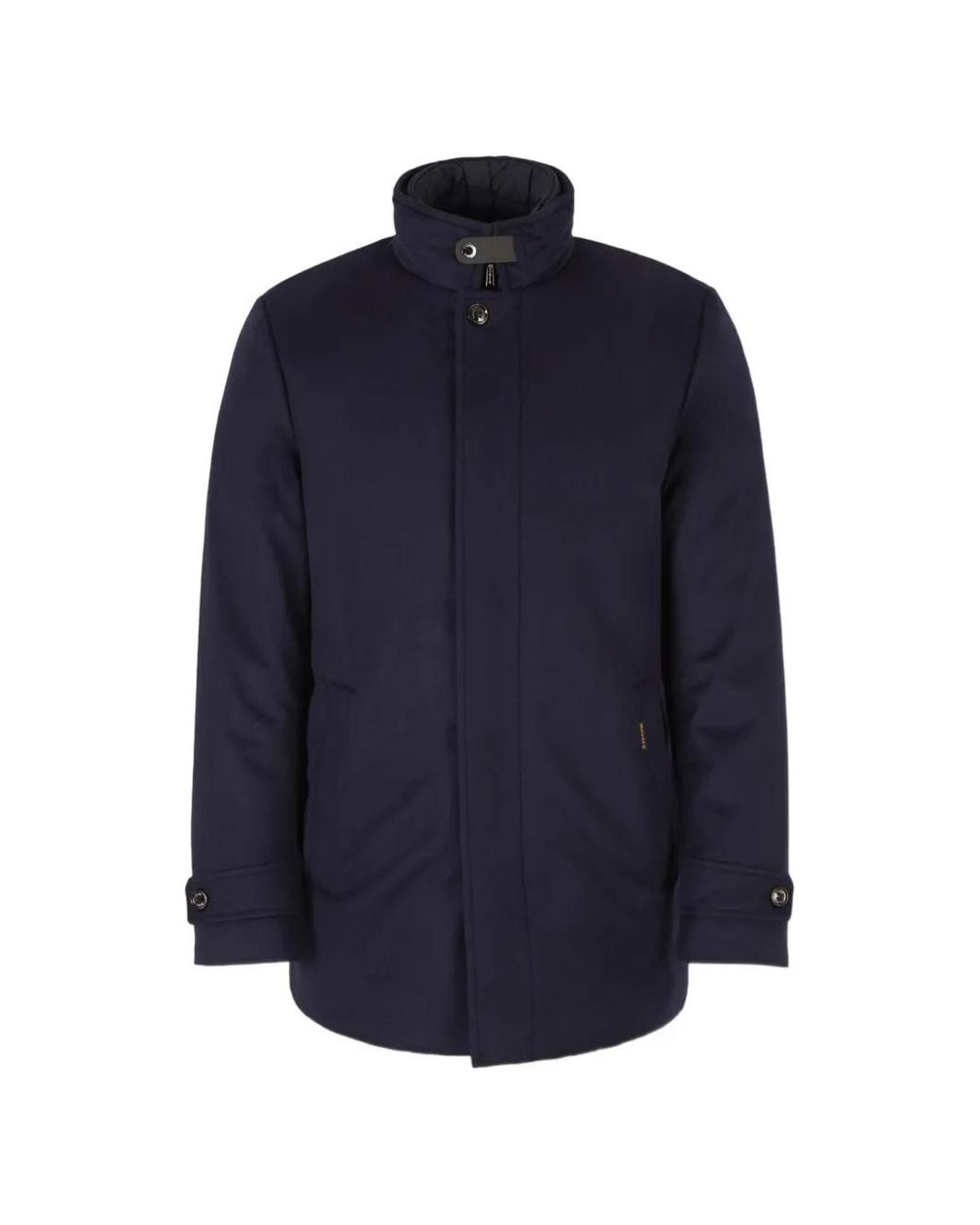 Moorer Blue High-Neck Coat for men