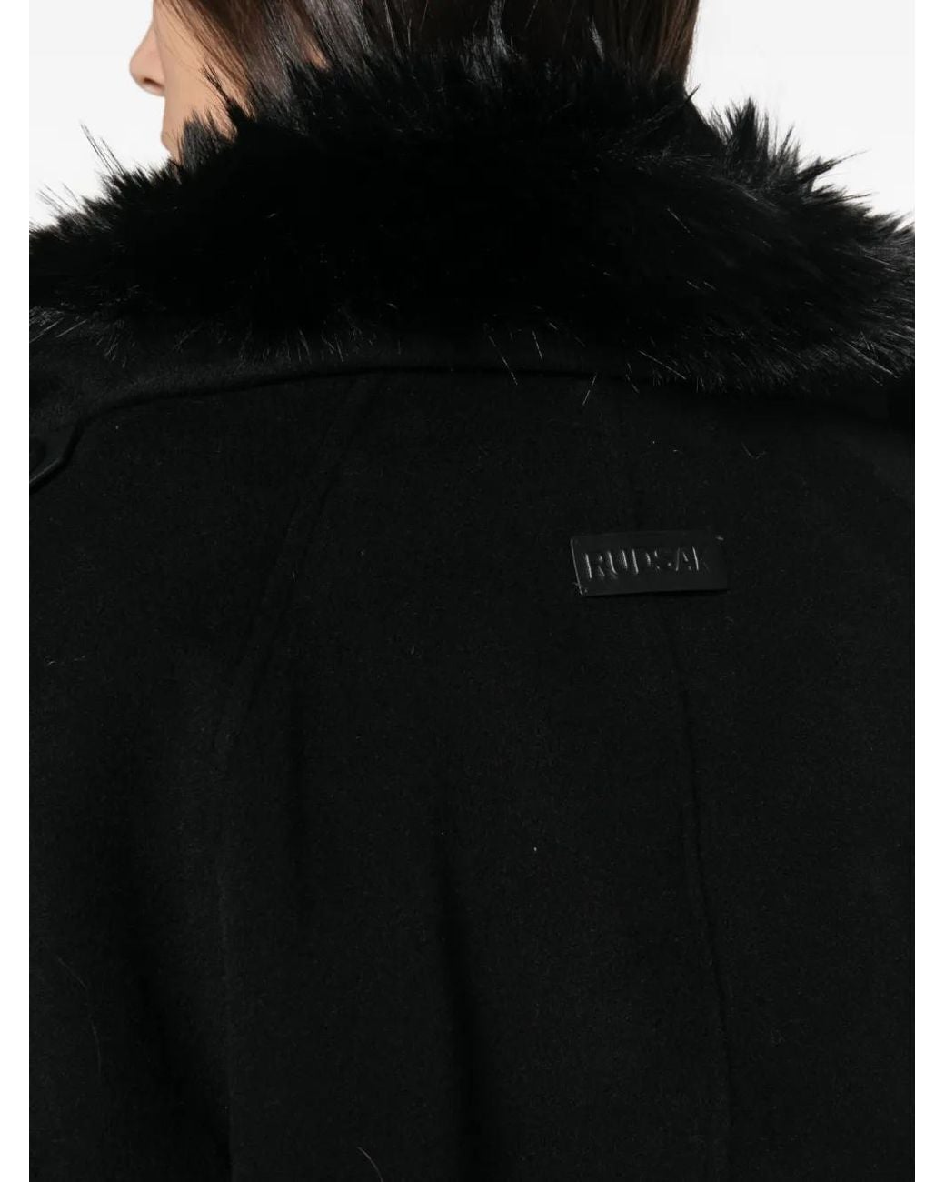 Rudsak Black Faux-Fur Trim Double-Breasted Coat