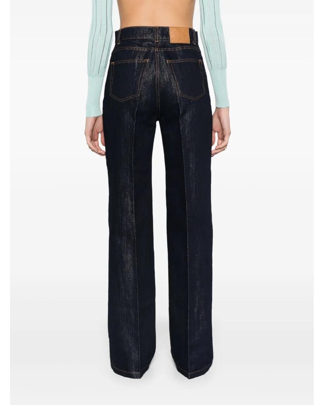 Casablanca Blue Lurex-Detail Straight-Leg Jeans