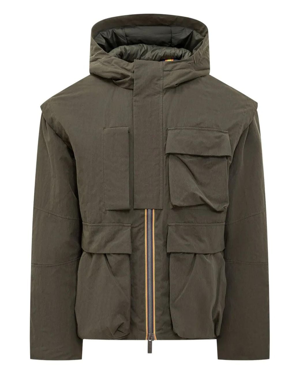 K-Way Green Pocketed Hooded Jacket for men