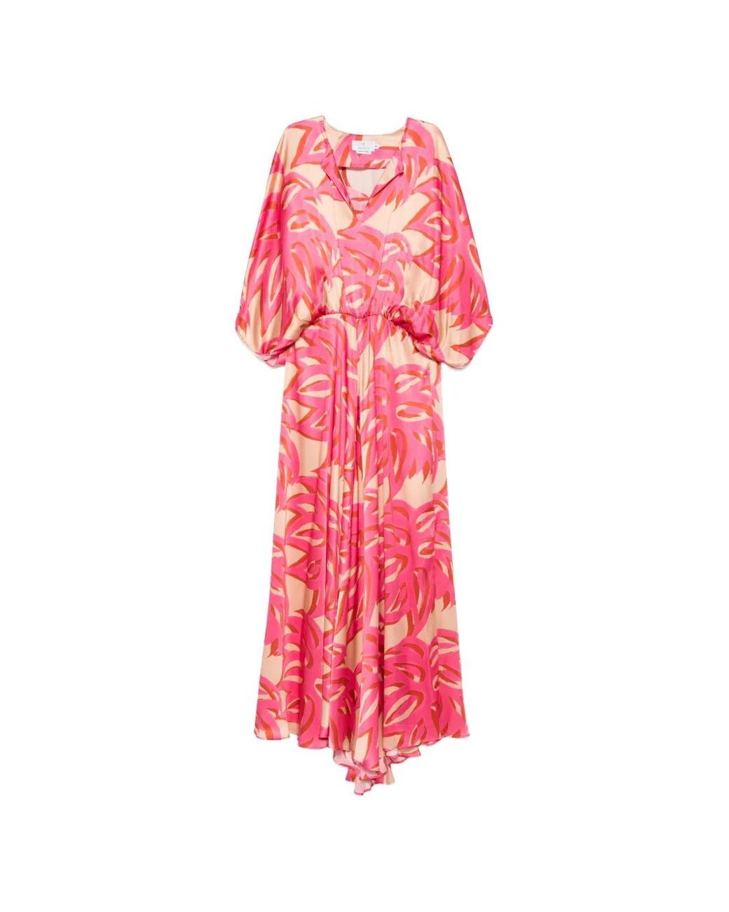 Themis Z Pink Ismene Abstract-Print V-Neck Maxi Dress