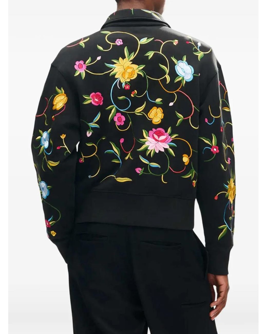 KENZO Black Wildflower' Embroidered Half-Zip Sweatshirt for men